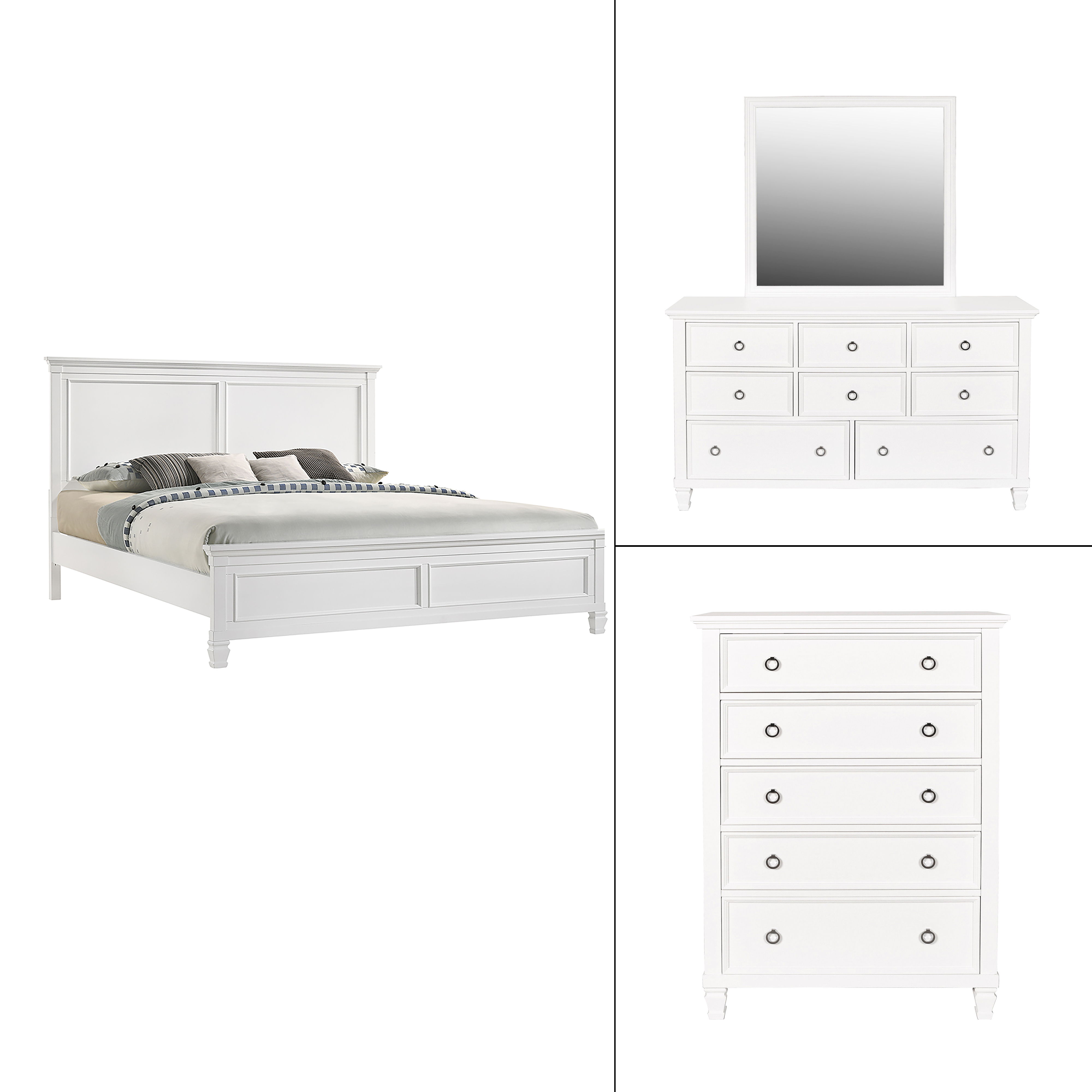 Tamarack - Western King 4 Piece Bedroom Set (Bed, Dresser, Mirror, Chest) - White