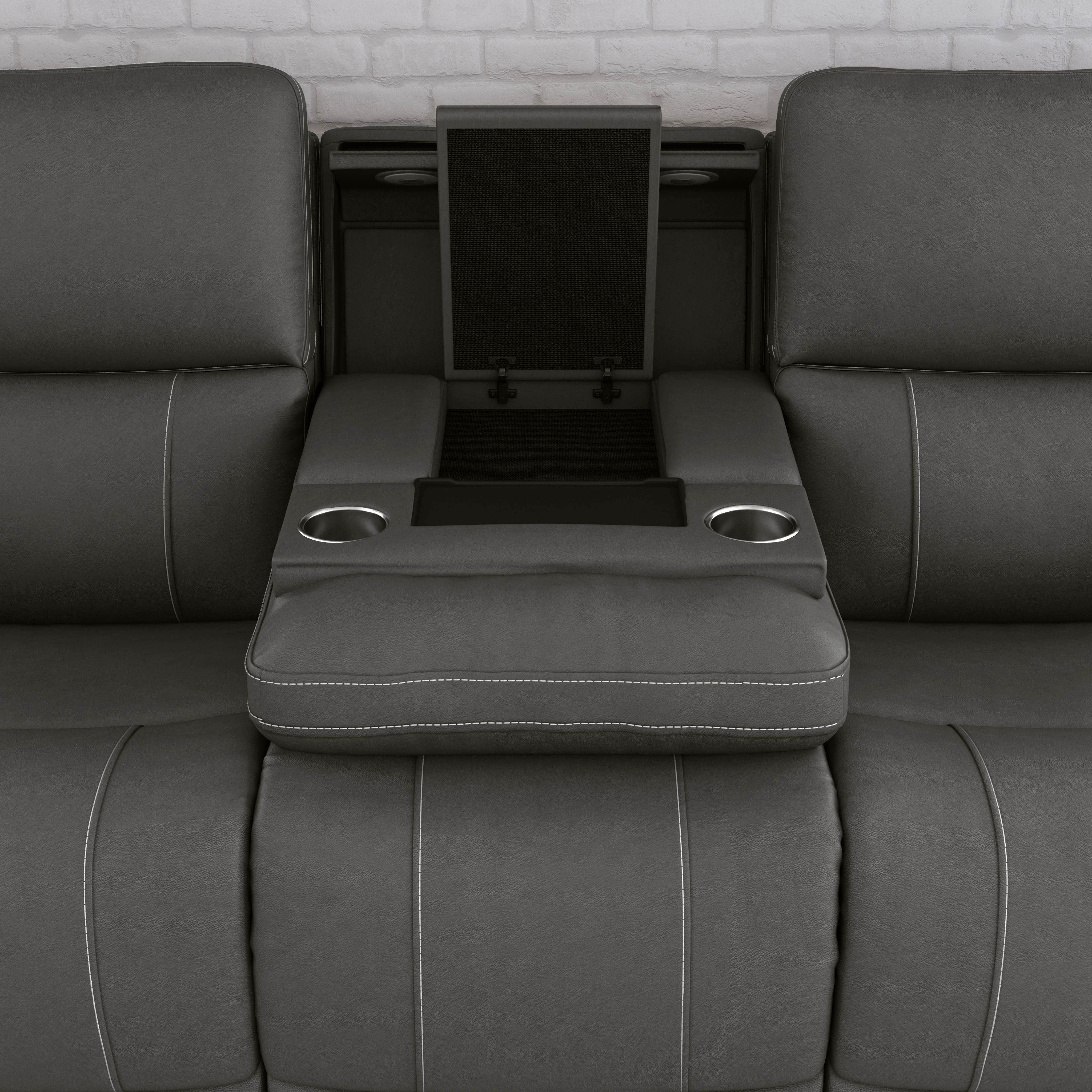 Carter - Power Reclining Sofa With Console & Power Headrests & Lumbar - Smoke, dark gray, view 8