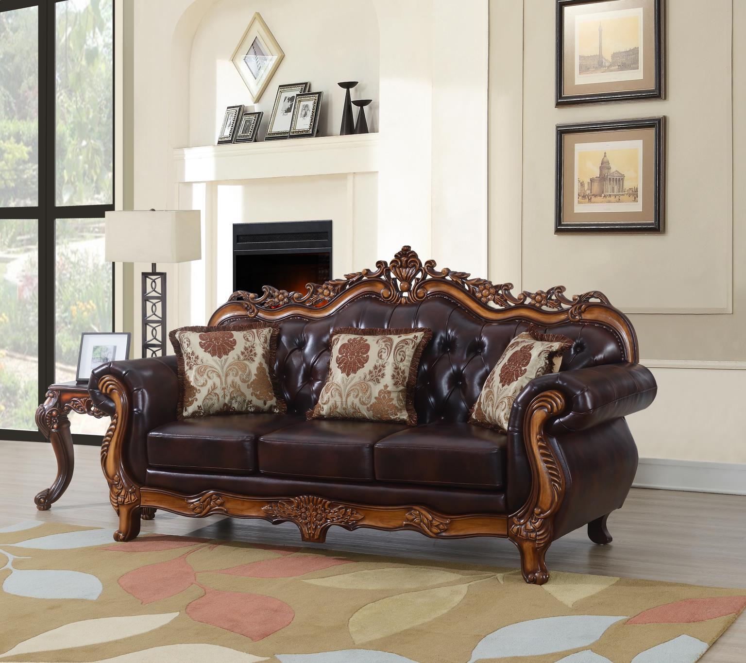 U204 - 2 Piece Living Room Set (Sofa & Loveseat) - Dark Brown