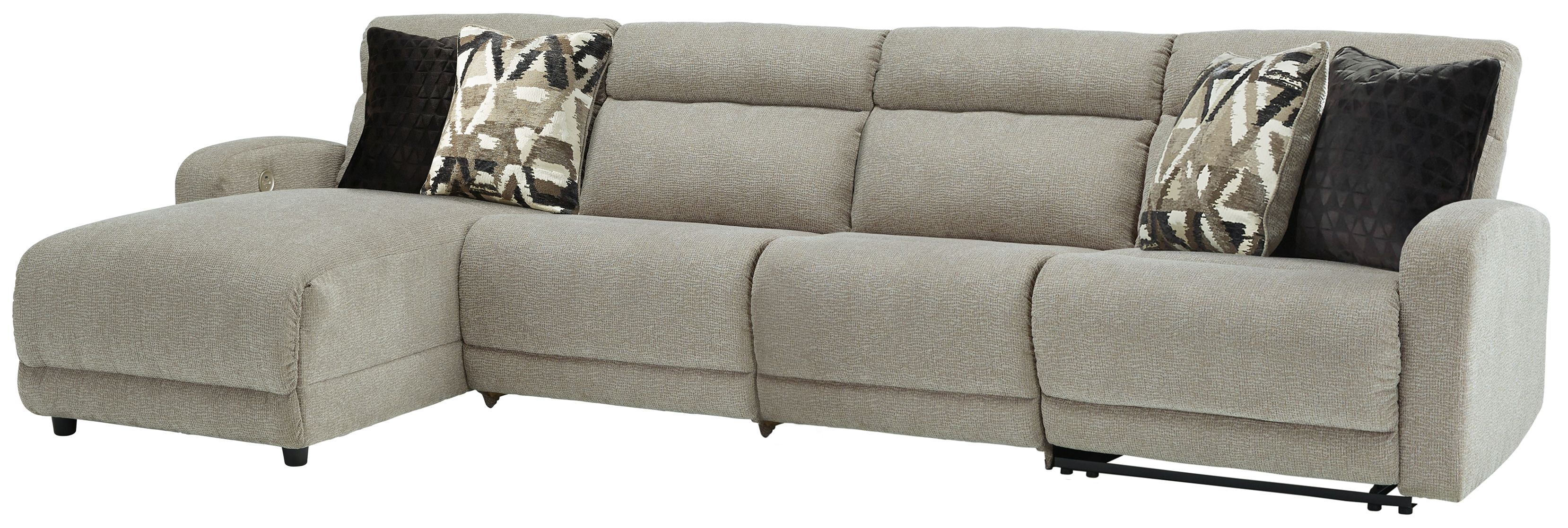 Ashley Colleyville - Stone - 4-Piece Power Reclining Sectional With Laf Press Back Power Chaise