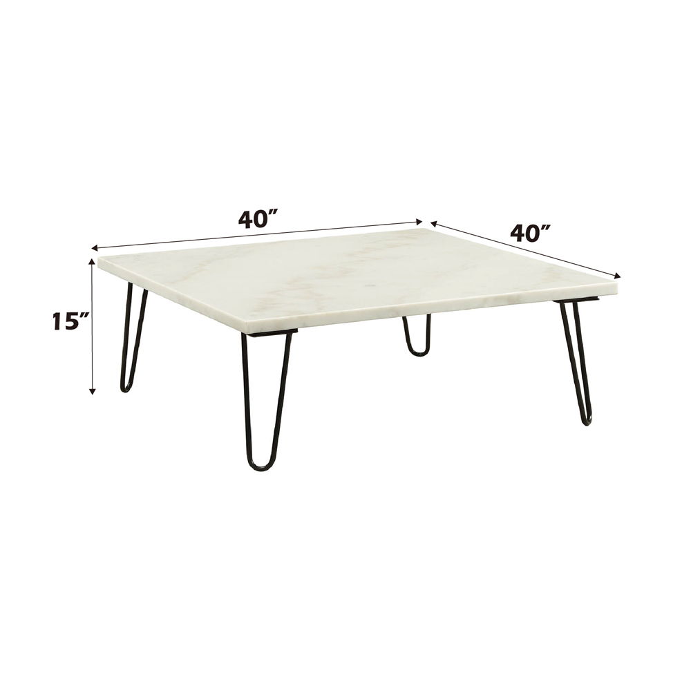 Telestis - Coffee Table - White Marble Top & Black, white, view 5
