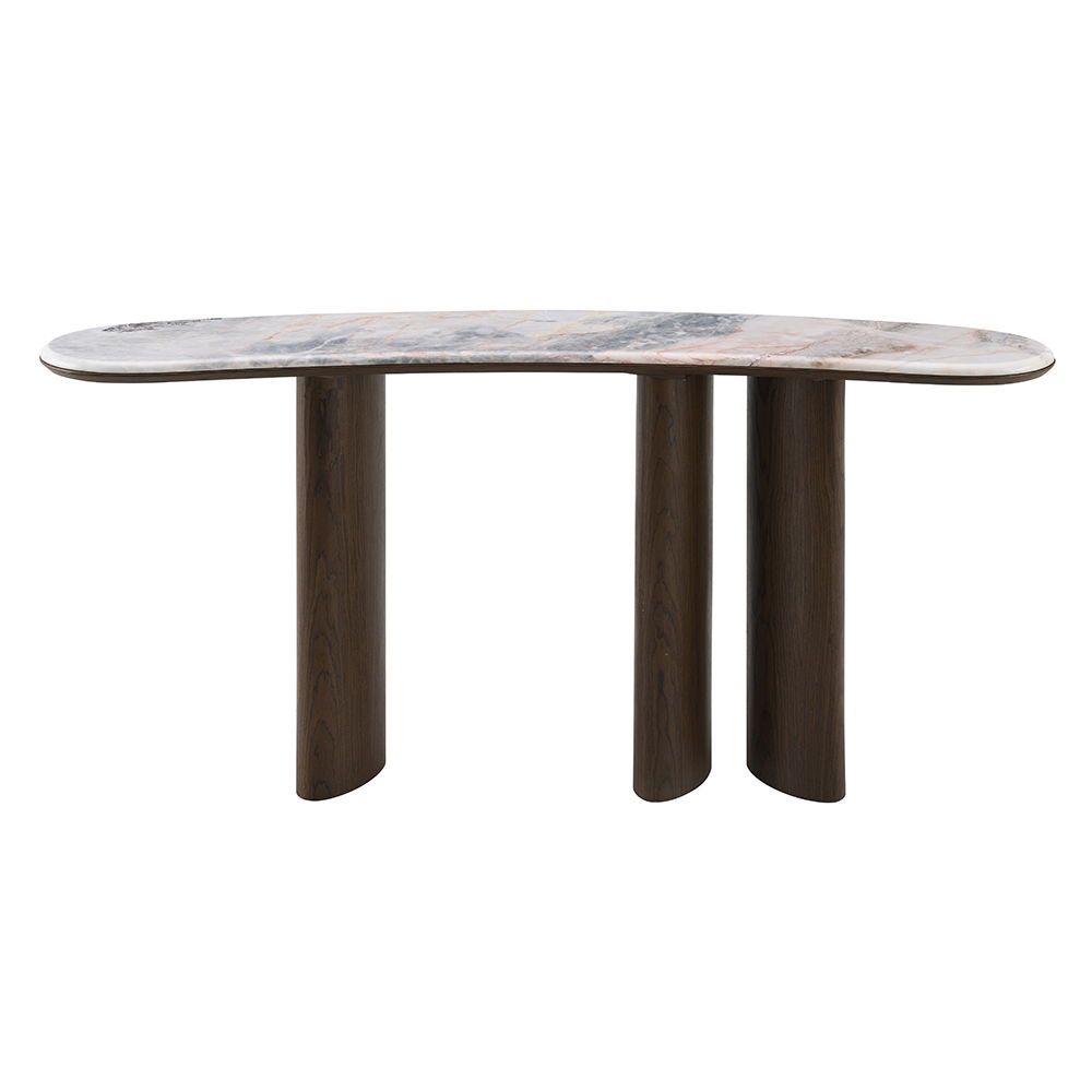 Hanale - Console Table With Marble Top - Natural / Brown, beige, view 6