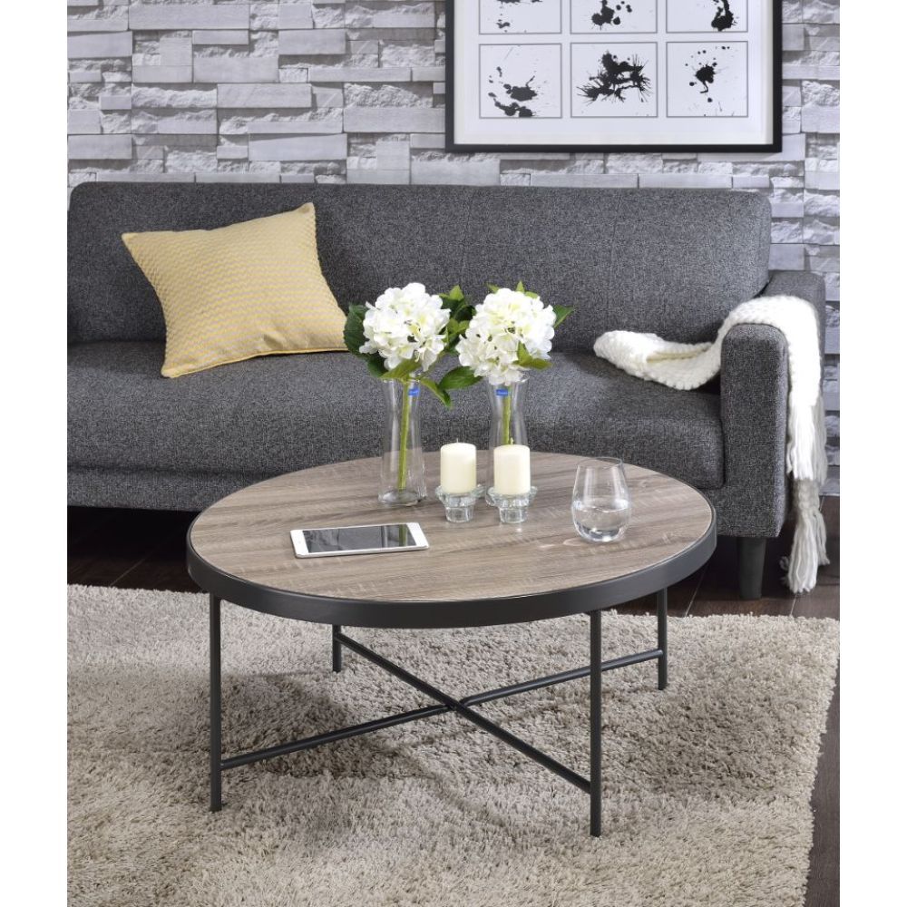 Bage - Coffee Table - Weathered Gray Oak & Metal, light brown