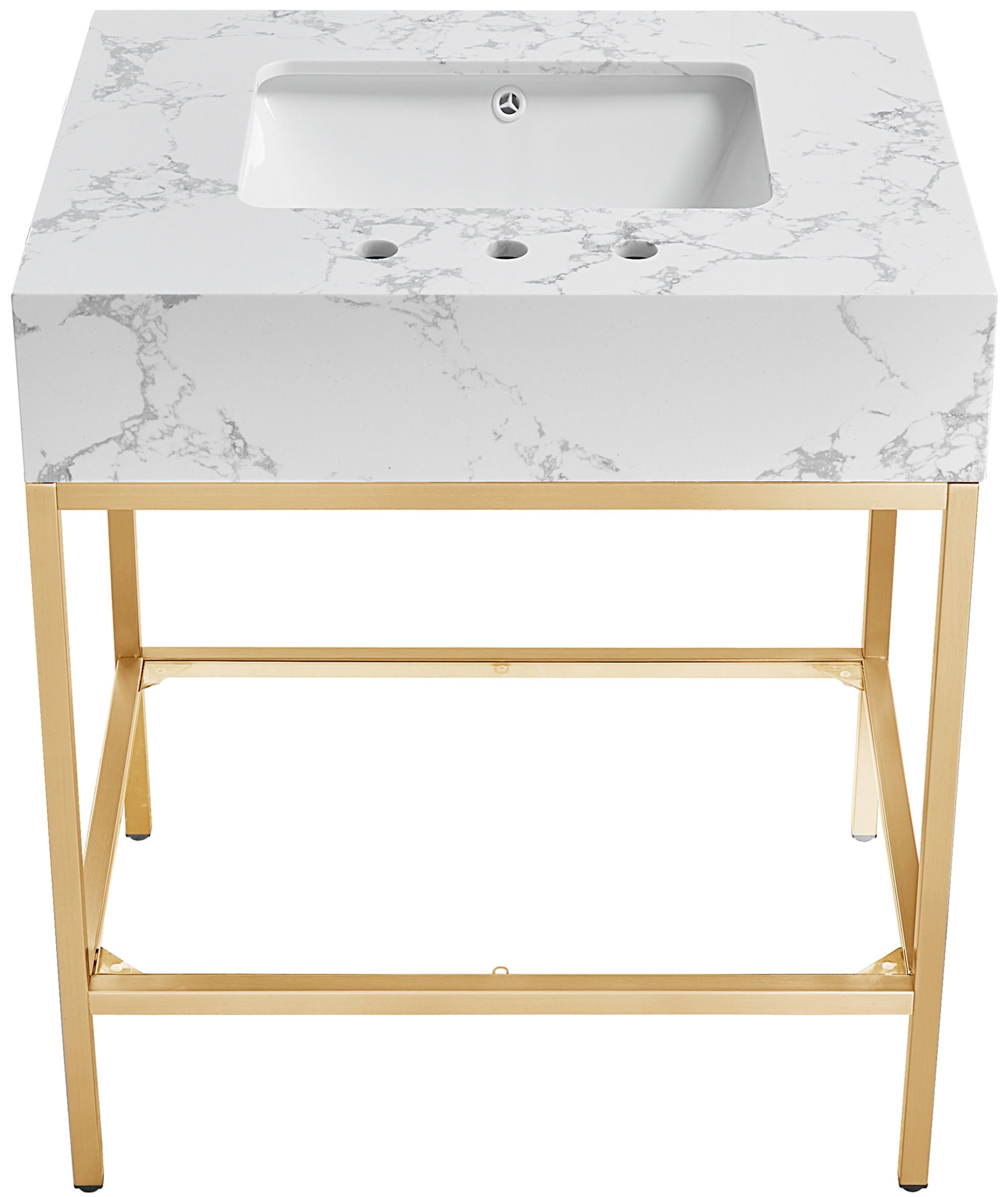 Marmo - 30" Engineered Marble Bathroom Vanity With Gold Base - White