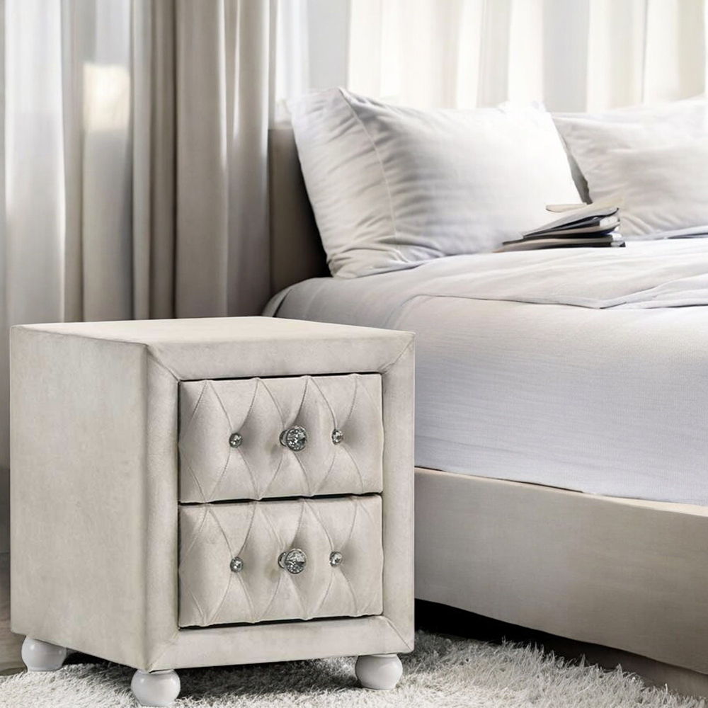Reggie - Nightstand - Beige Fabric, beige, view 3