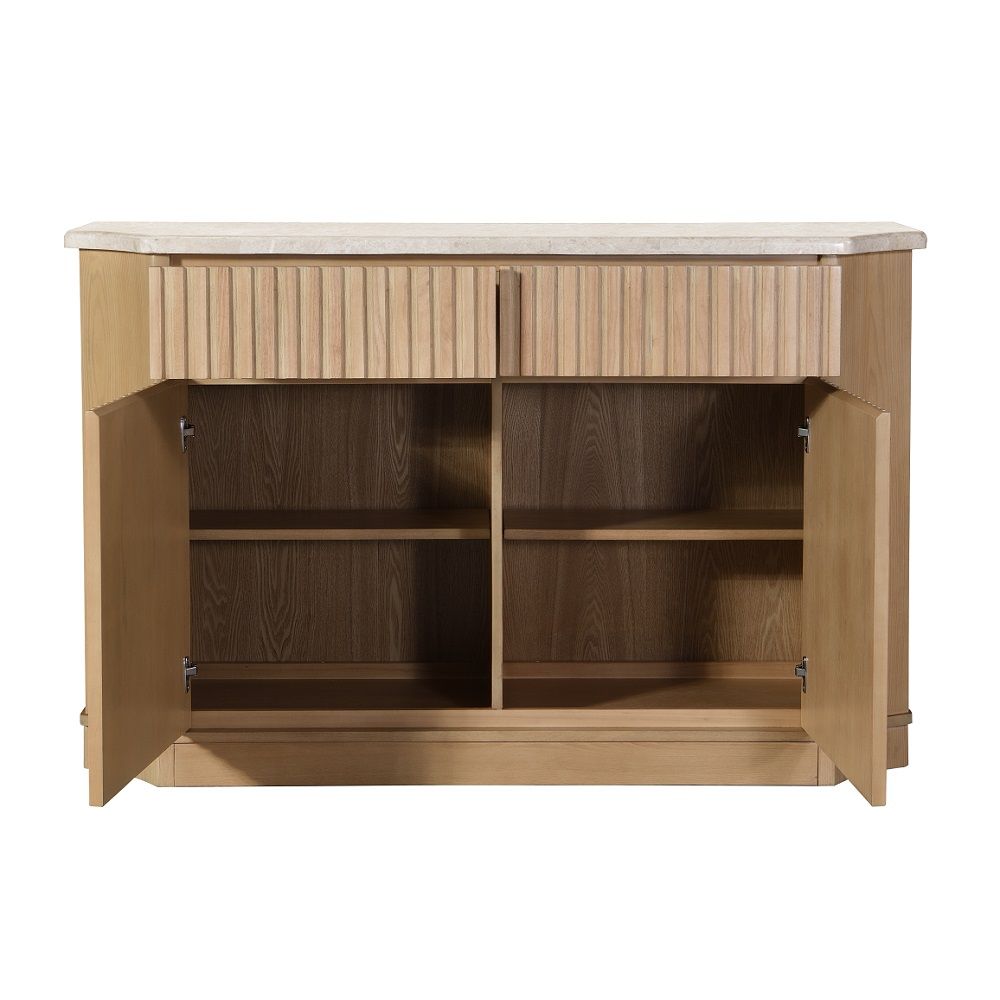 Qwin - Server With Marble Top - Marble Top & Oak, light brown, view 3