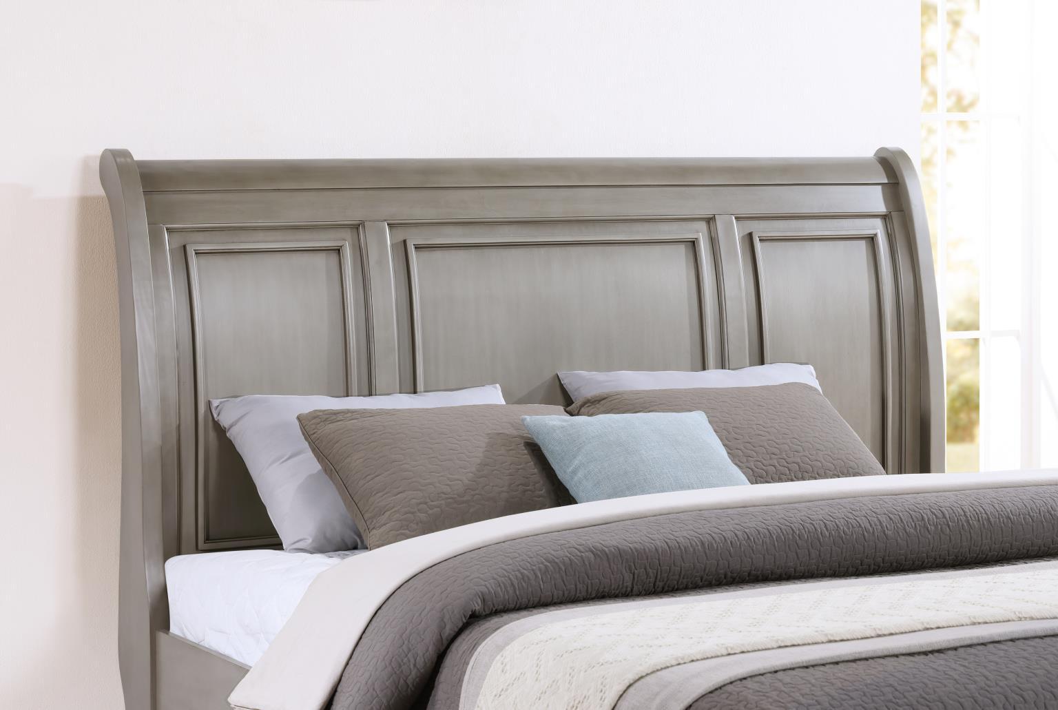 B070 - 3 Piece Bedroom Set (King Bed, Dresser, Mirror) - Gray