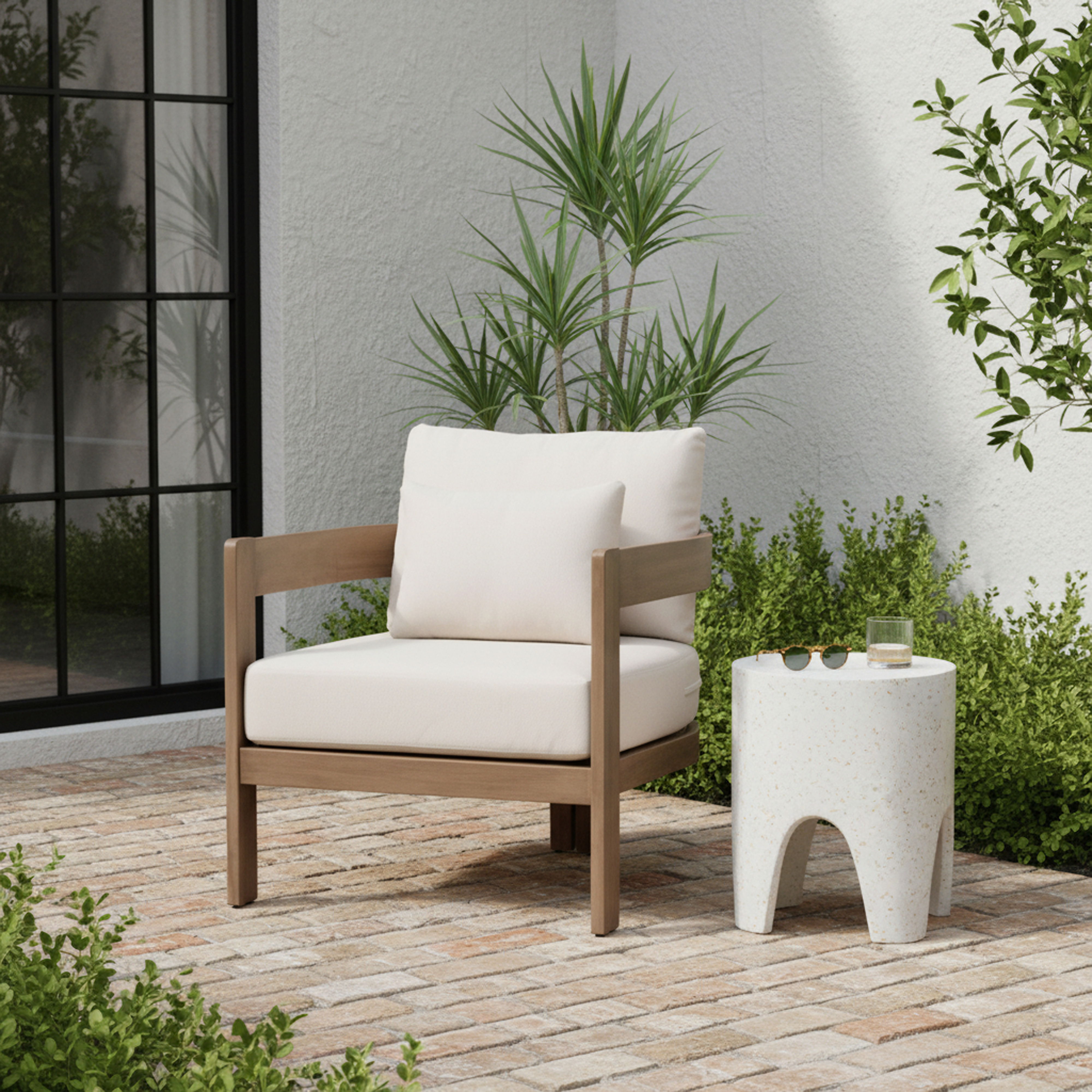 Newport - Water Resistant Fabric Upholstered Outdoor Patio Chair - Cream