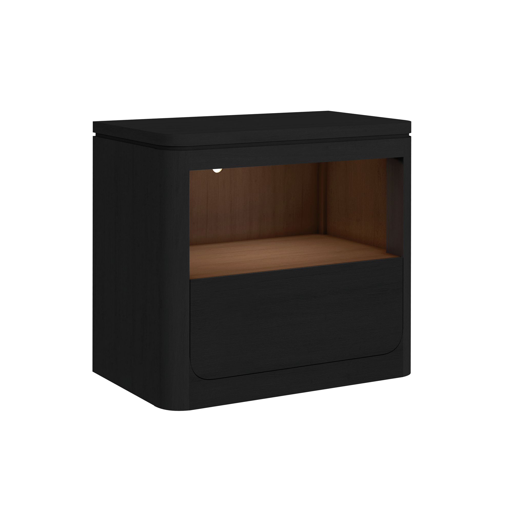 Rosalie - Nightstand With USB And LED - Black