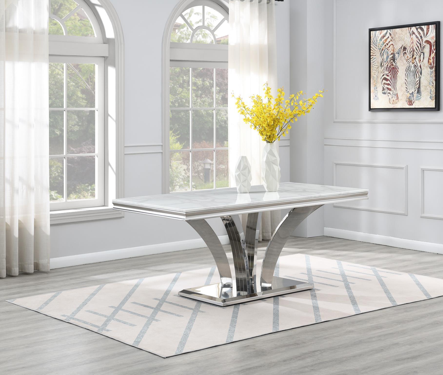 G-08-PARTS - Marble Rectangular Dining Table Top Only - White