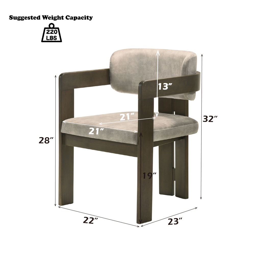 Destin - Side Chair - Light Gray Fabric & Walnut, gray, view 6
