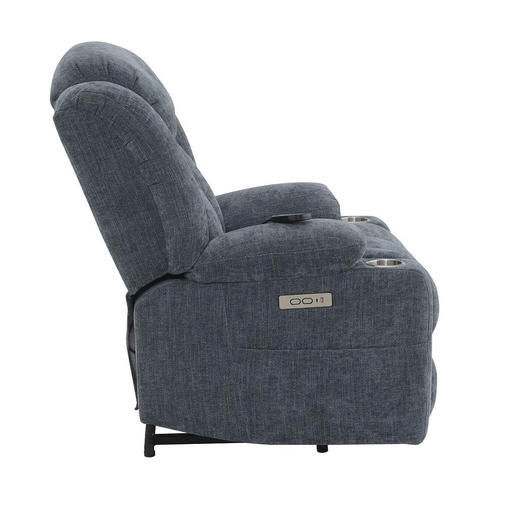 Omarion - Power Recliner With Lift & Heating & Massage - Blue Chenille, blue, view 3