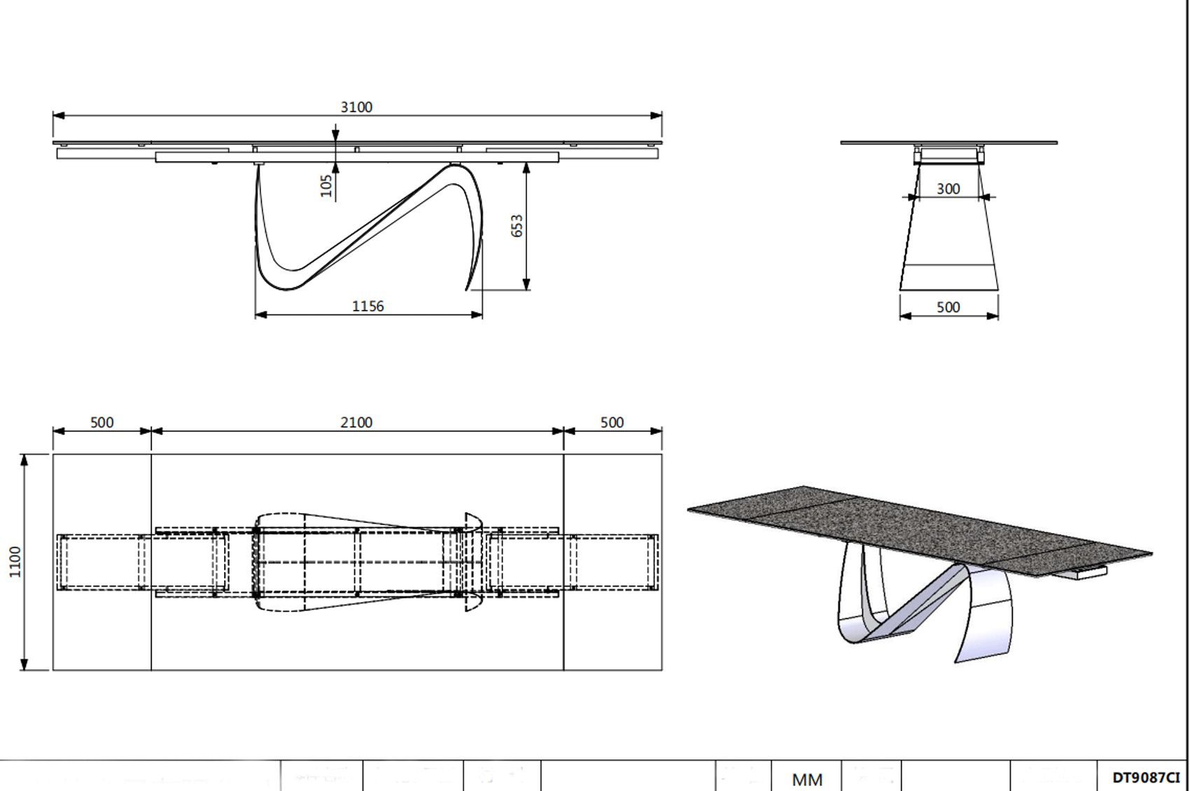 9087 - Dining Table - Dark Gray