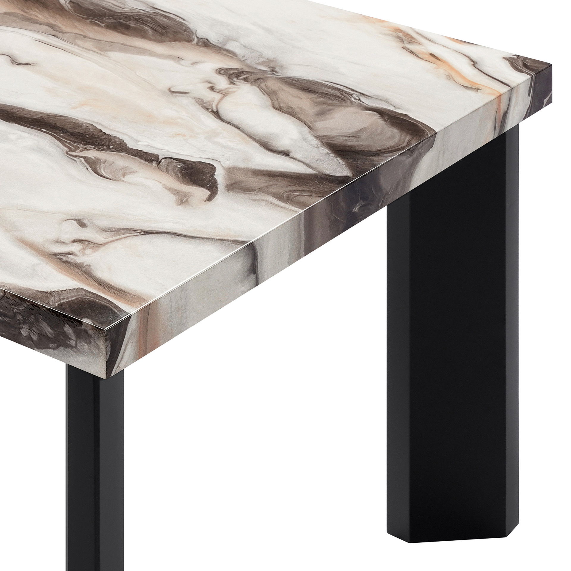 Strata - Faux Marble 3 Piece Occasional Set (1 Coffee & 2 End Tables) - Black / White, black, view 5