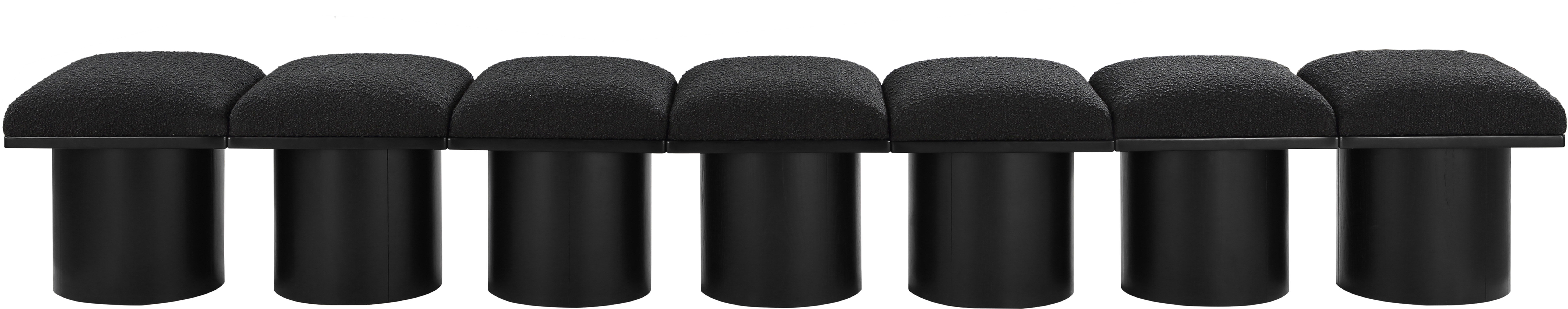 Pavilion - 108.5" 7 Piece Modular Bench With Black Base - Black
