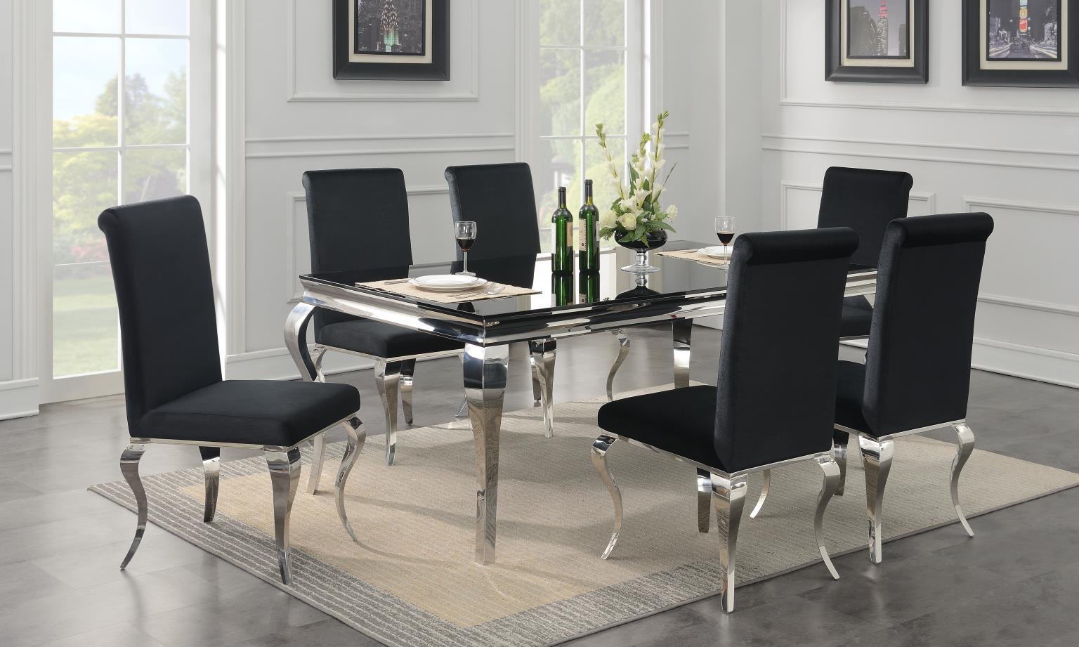 7 Pc · Glamour Table, 6 Velvet Chairs