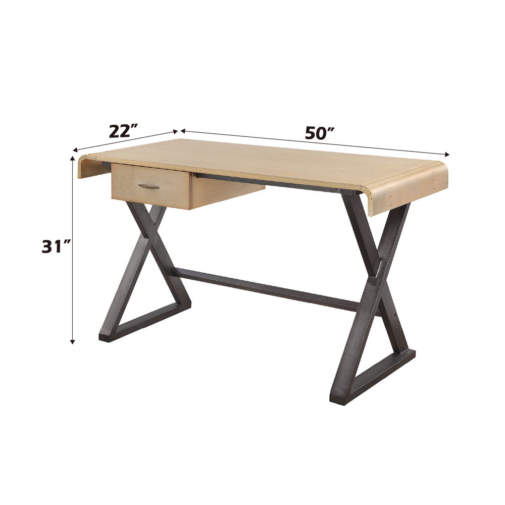 Danton - Executive Writing Desk - Gold Aluminum, beige, view 5