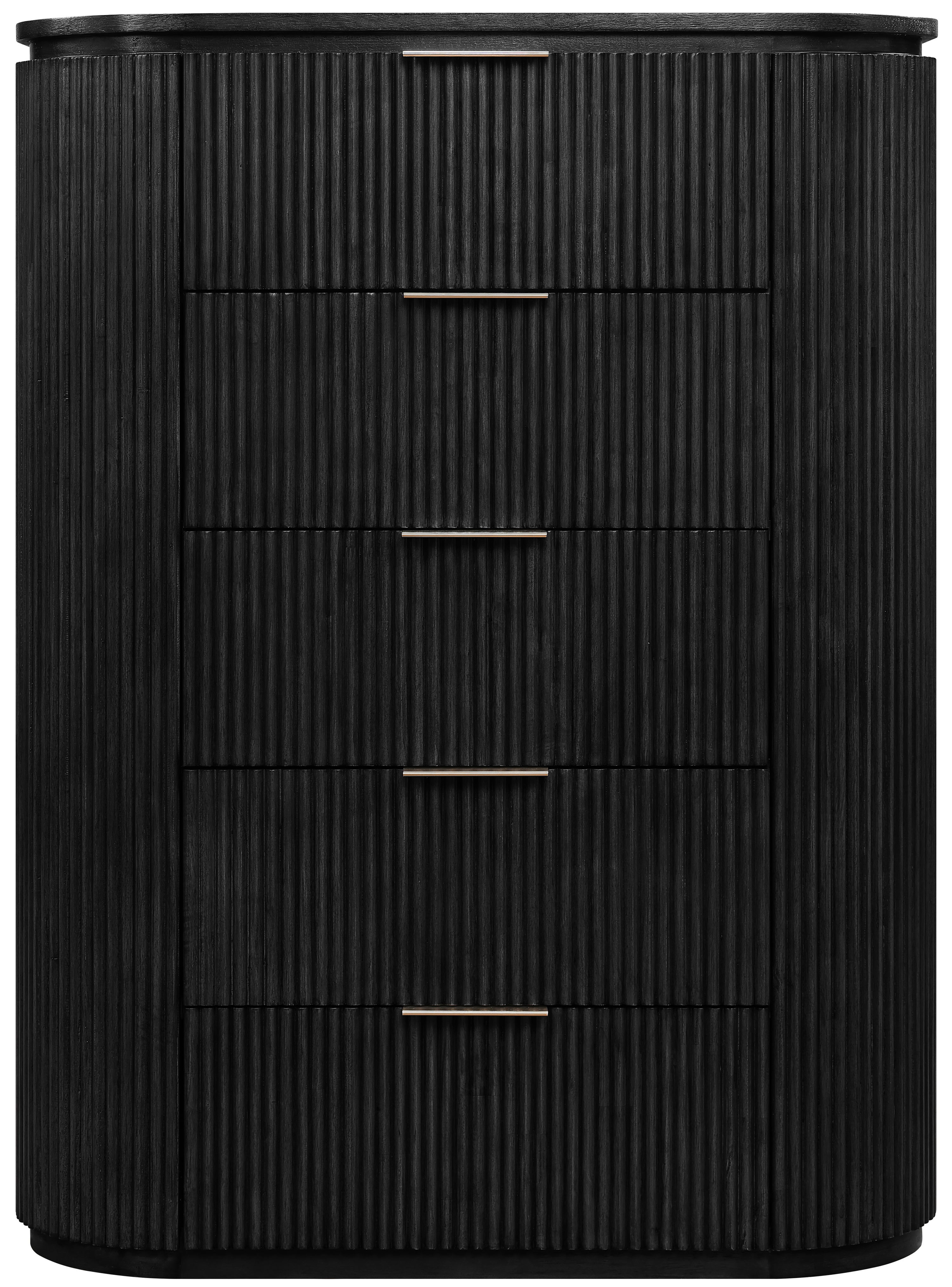 Astrid - Solid Wood And Oak Veneer Chest - Black
