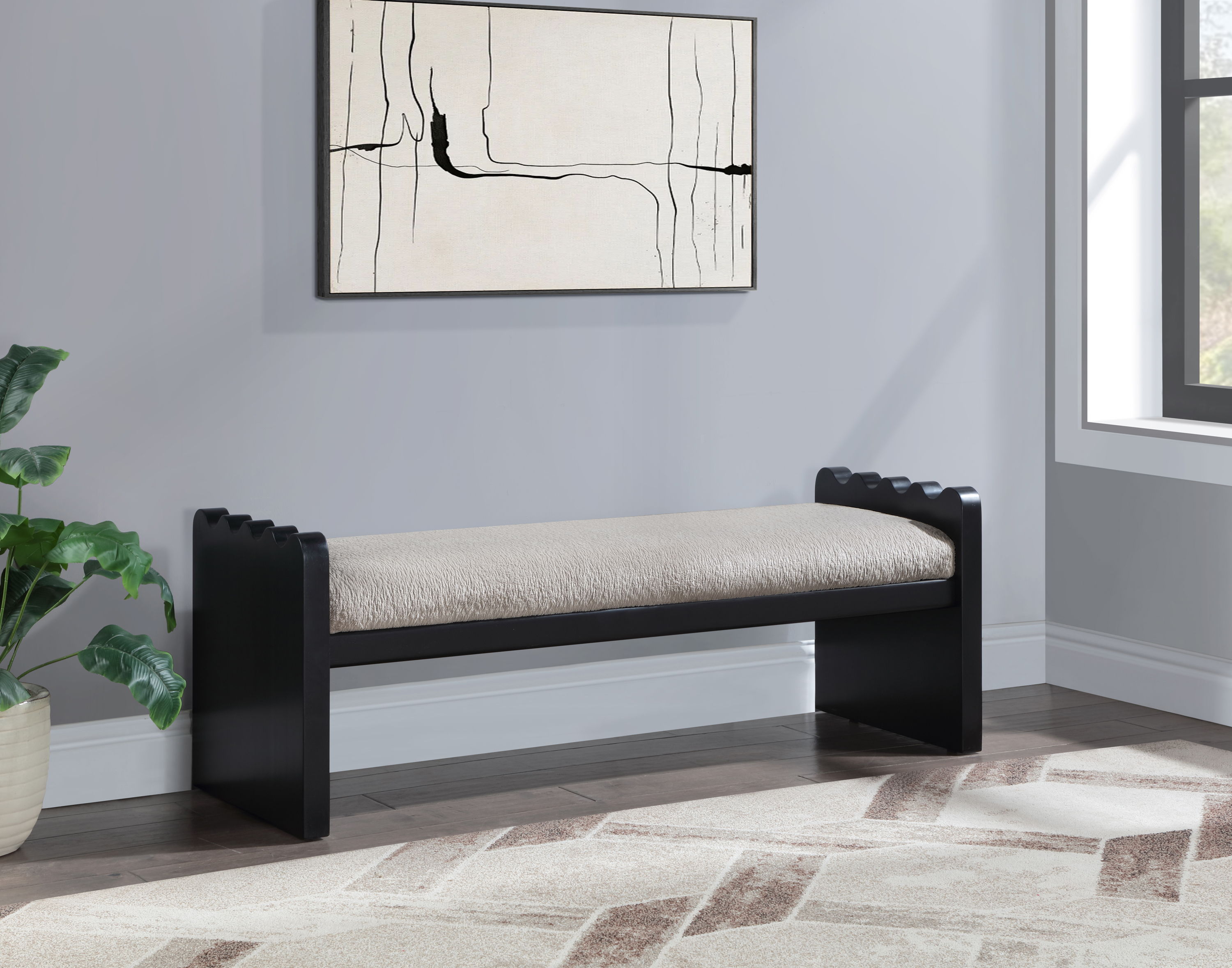 Sonia - Bench With Black Base - Beige