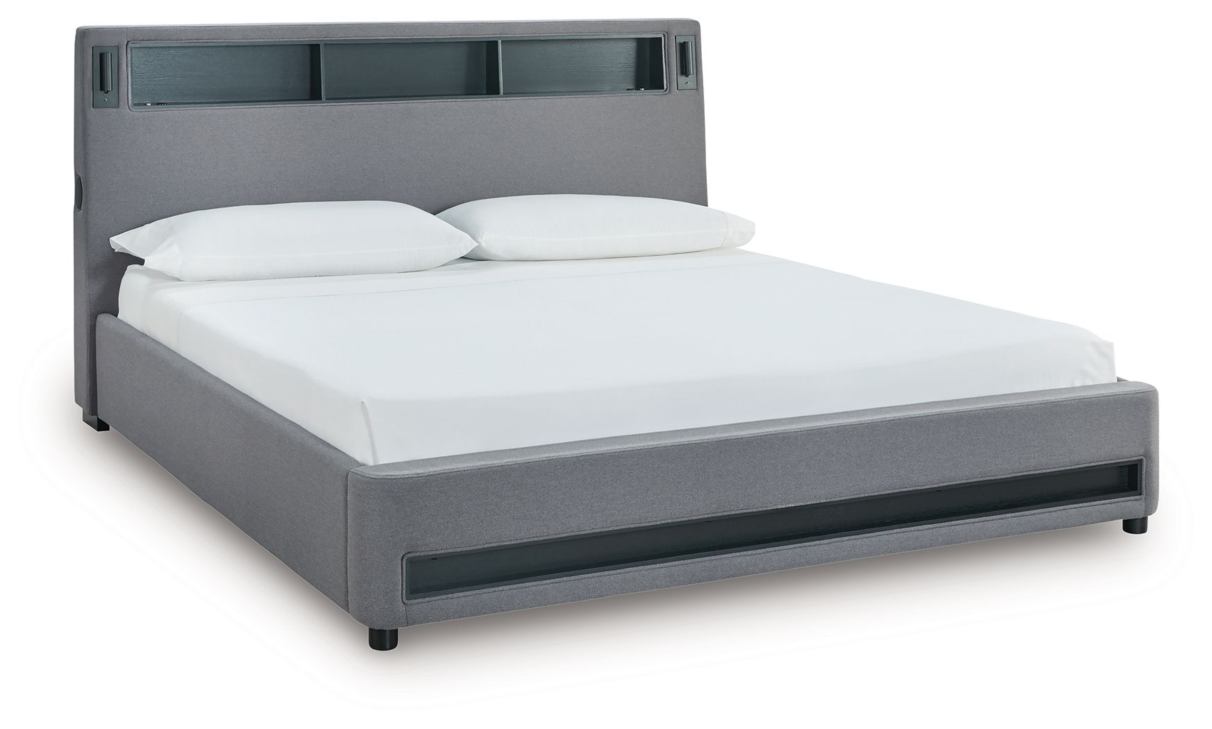 Verishaw - King Upholstered Bed With Wireless Audio - Gray