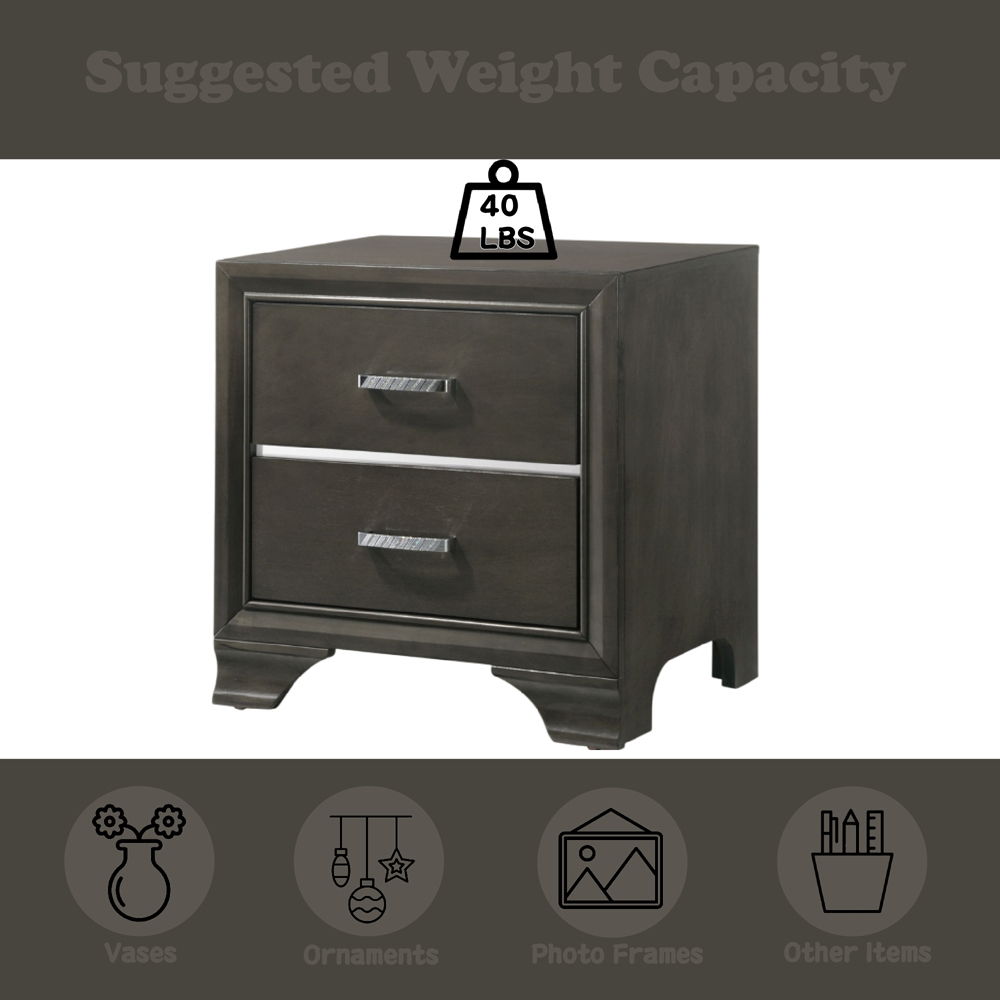 Carine II - Nightstand - Gray, dark gray, view 3