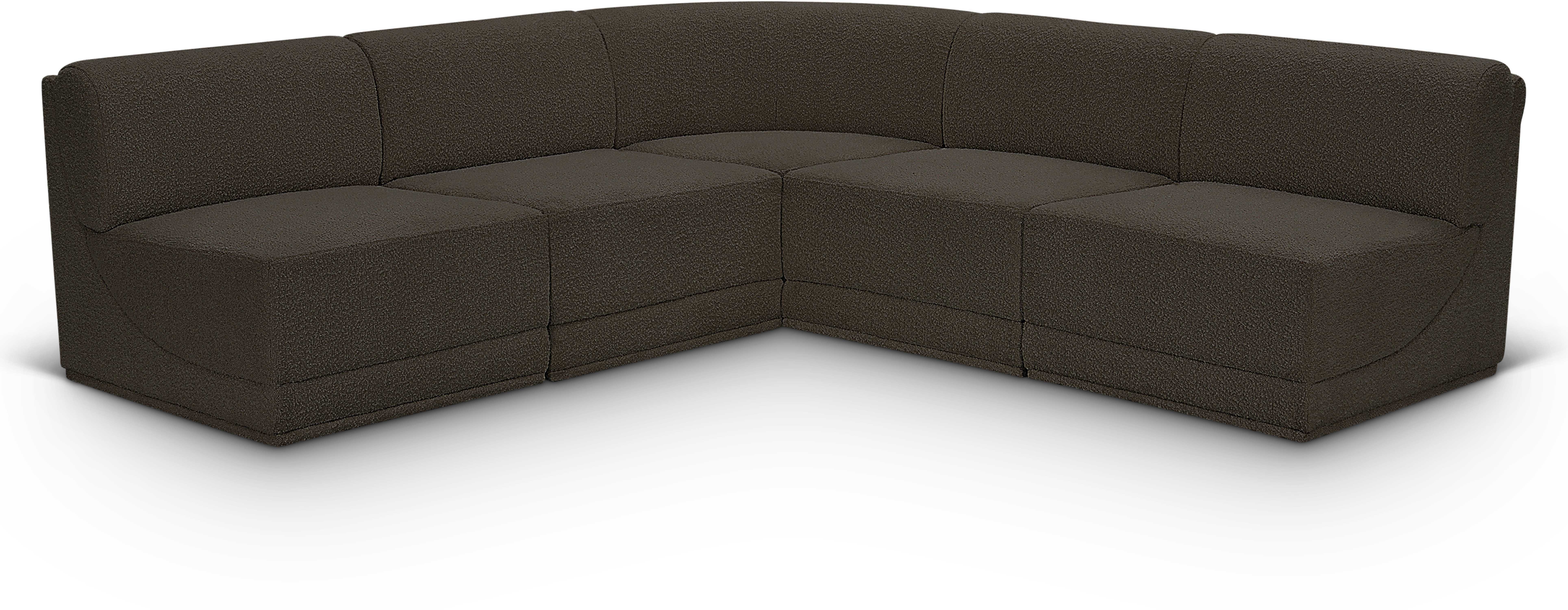 Ollie - 5 Piece Modular Corner Armless Sectional - Brown