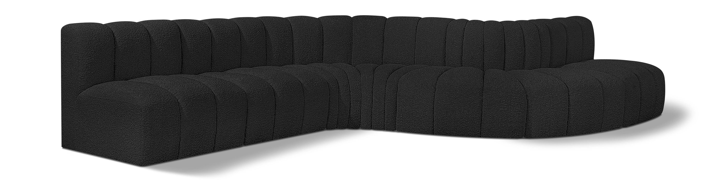 Arc - Boucle Fabric 7 Piece Modular Sofa - Black