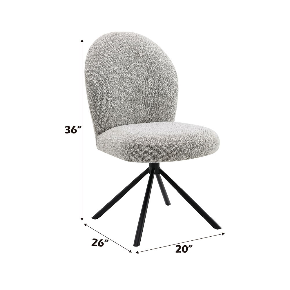 Lawton - Side Chair With Swivel (Set of 2) - Gray Boucle & Black, light gray, view 3