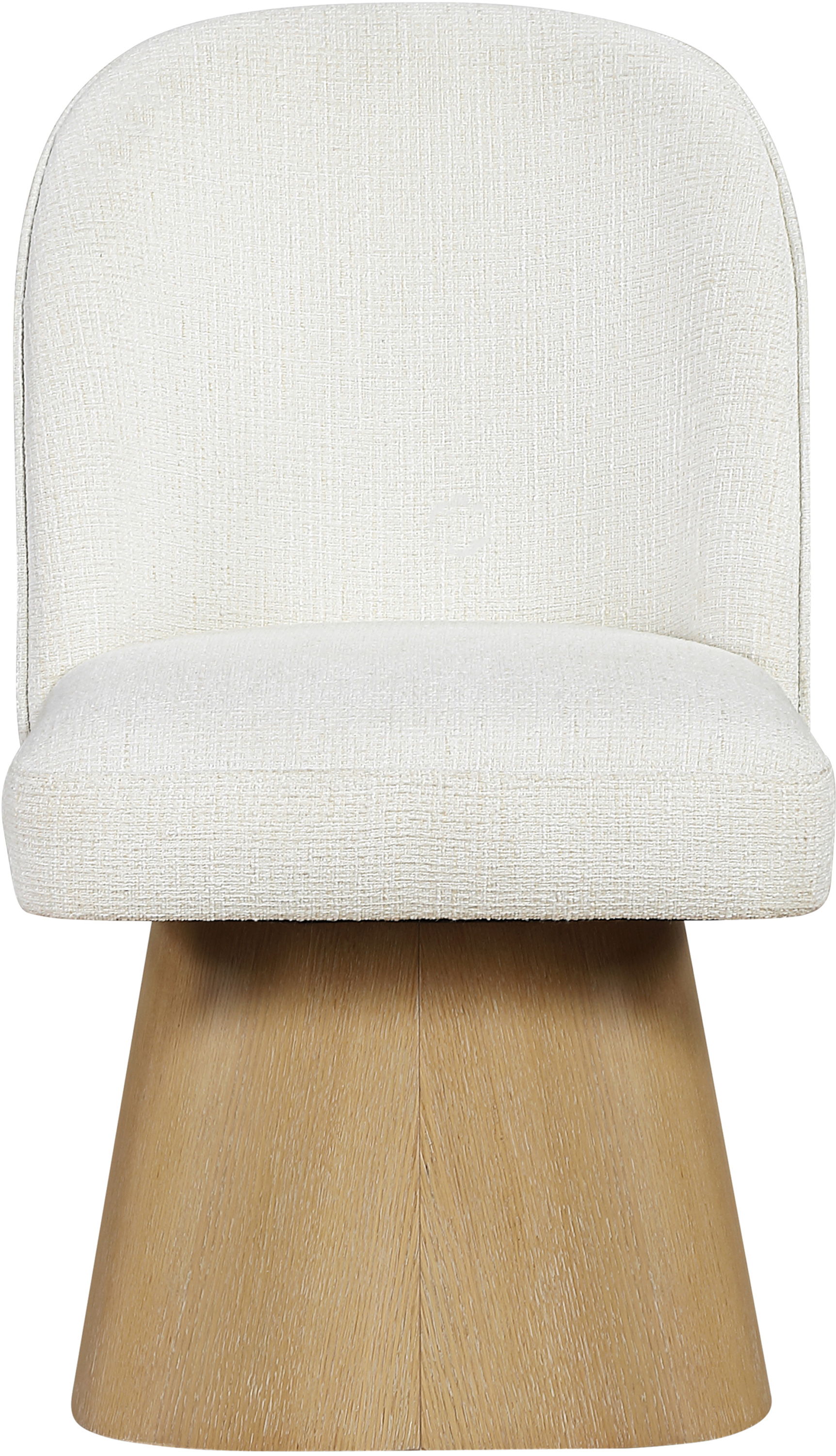 Marlowe - Linen Textured Fabric Upholstered Swivel Dining Side Chair - Cream / Stained Natural