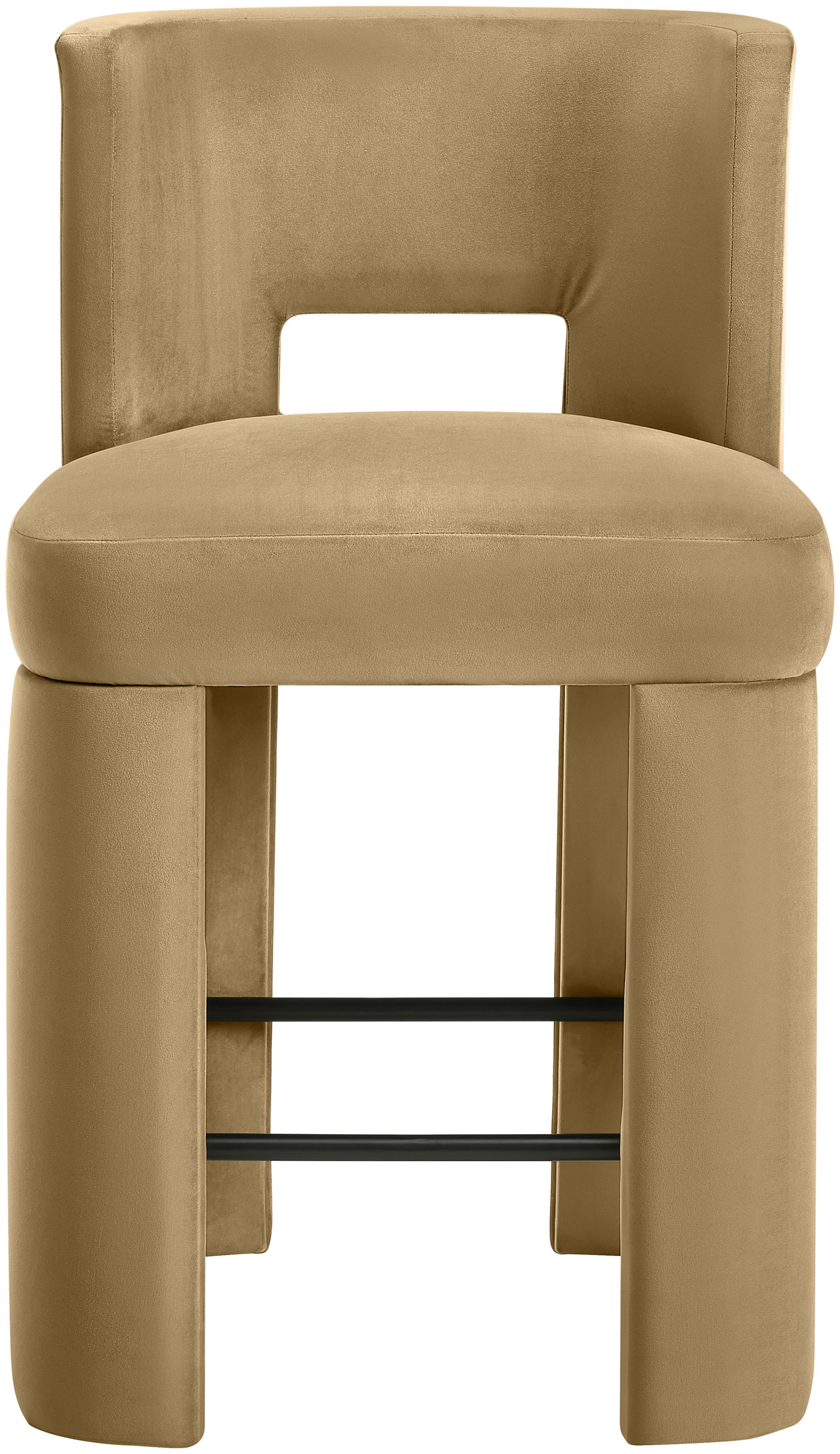Zuno - Velvet Performance Fabric Upholstered Counter Stool (Set of 2) - Camel