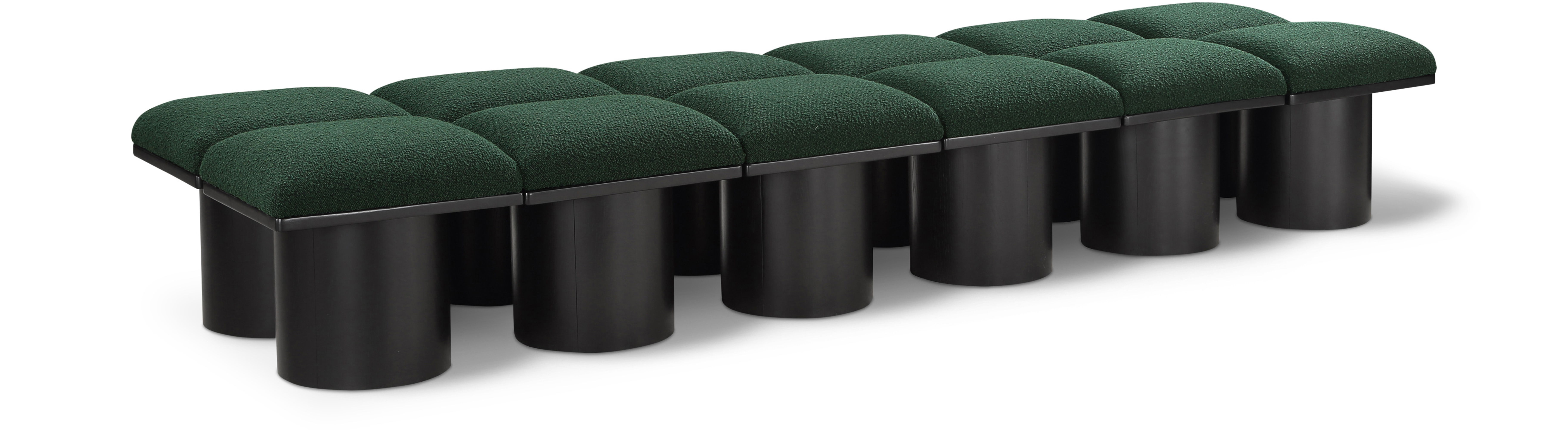 Pavilion - 108" 12 Piece Modular Bench With Black Base - Green
