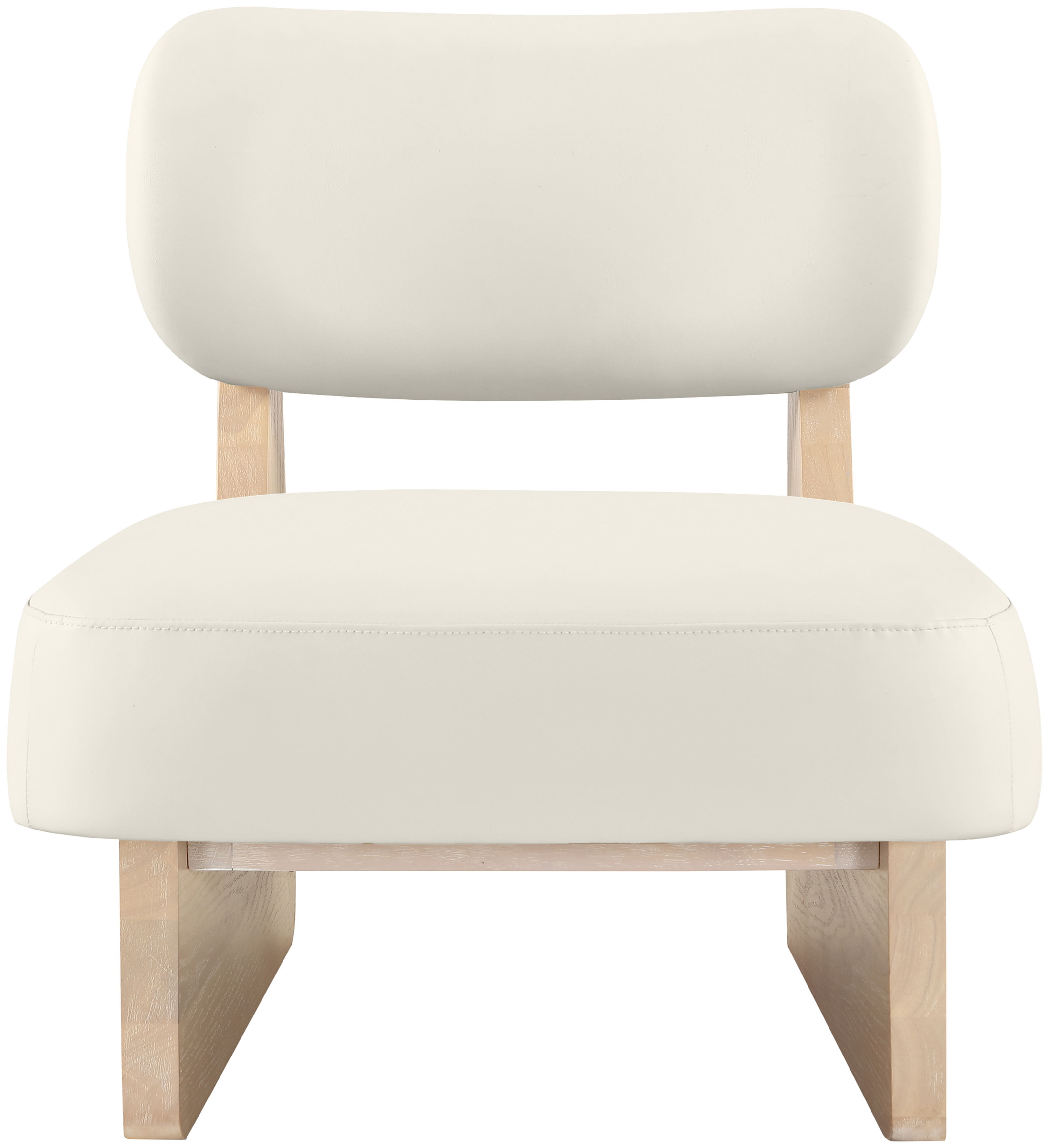 Vetra - Vegan Leather Upholstered Accent Chair - Cream / Painted Natural