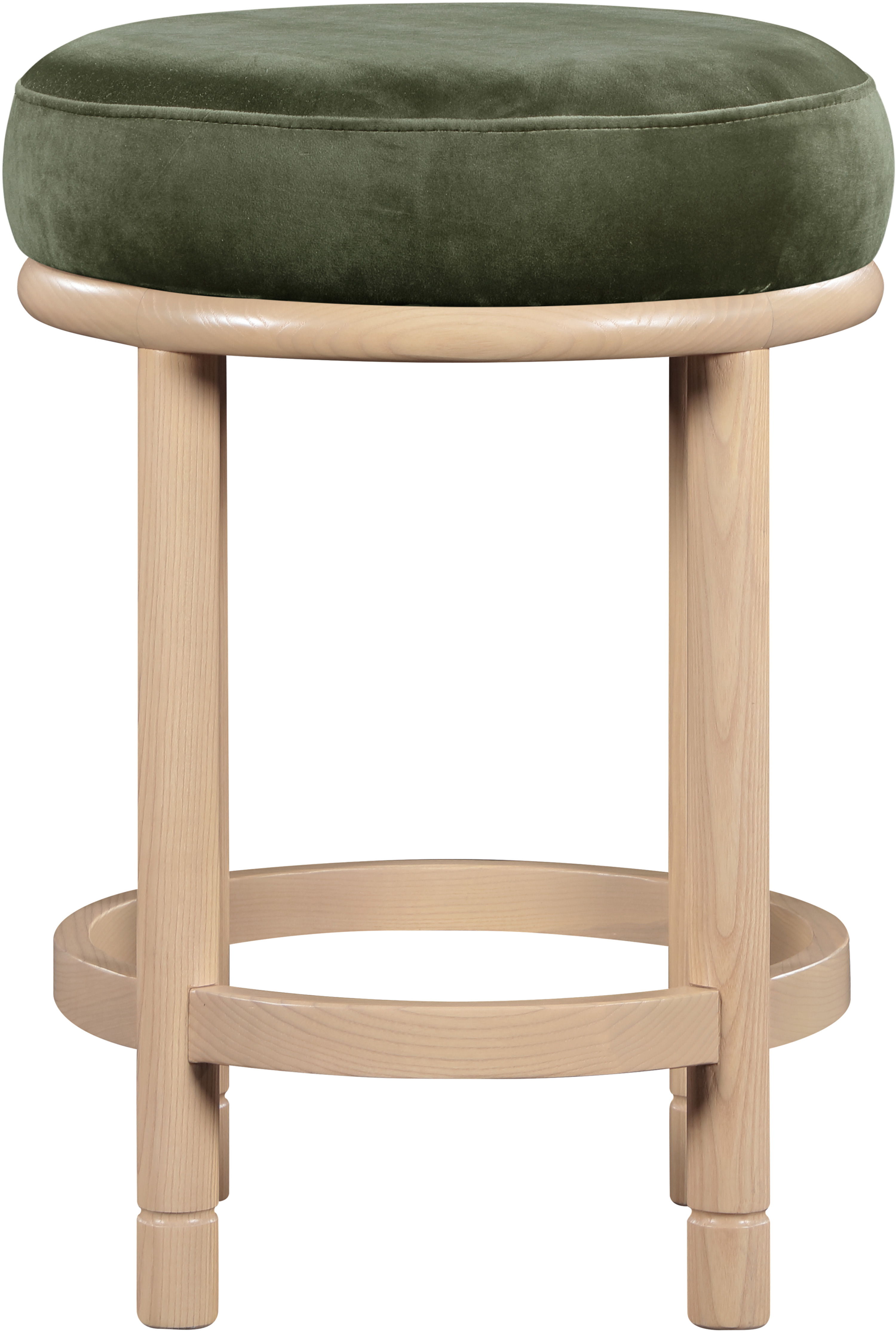 Monette - Counter Stool With Natural Base - Green