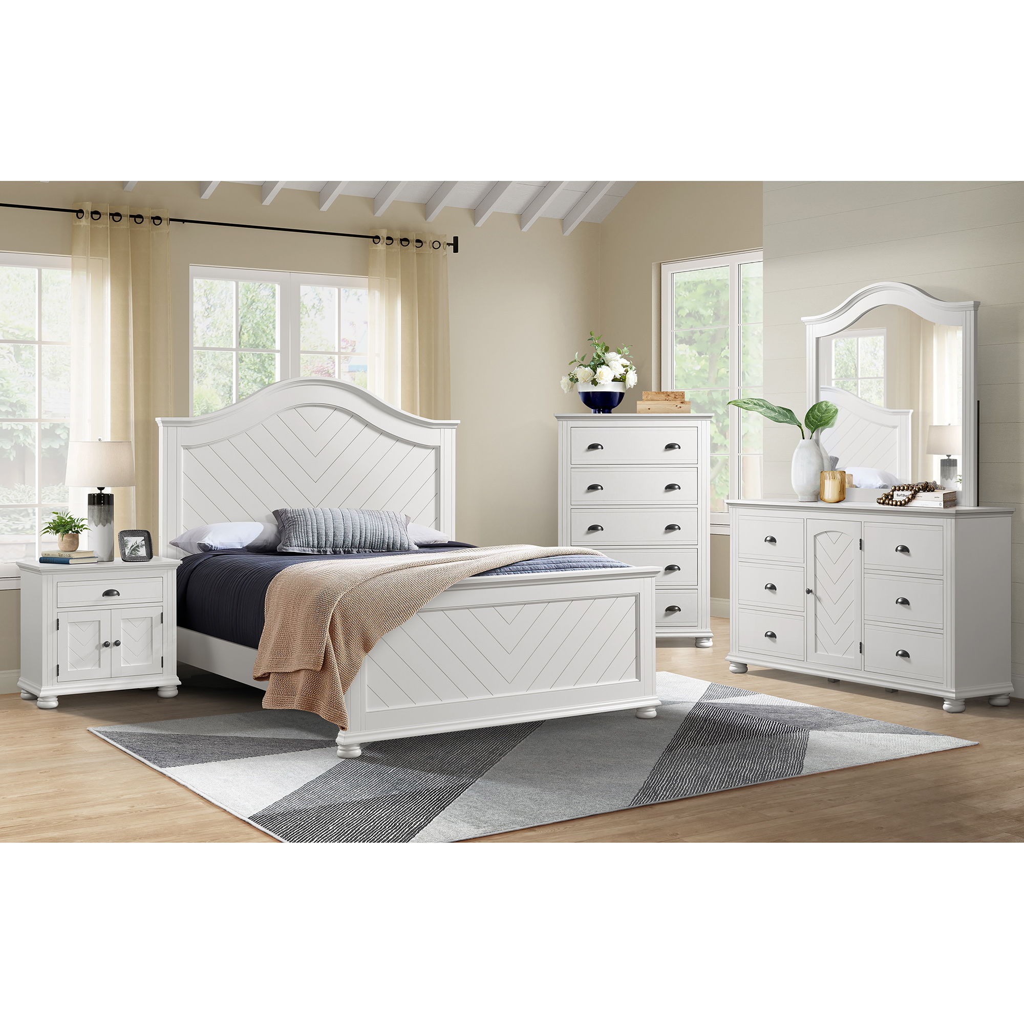 Kona - Queen Panel Bed - White