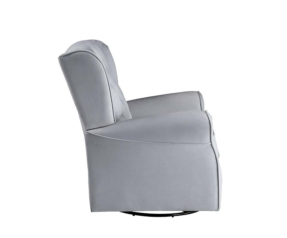Zeger - Swivel Chair With Glider - Gray Fabric, light gray, view 3
