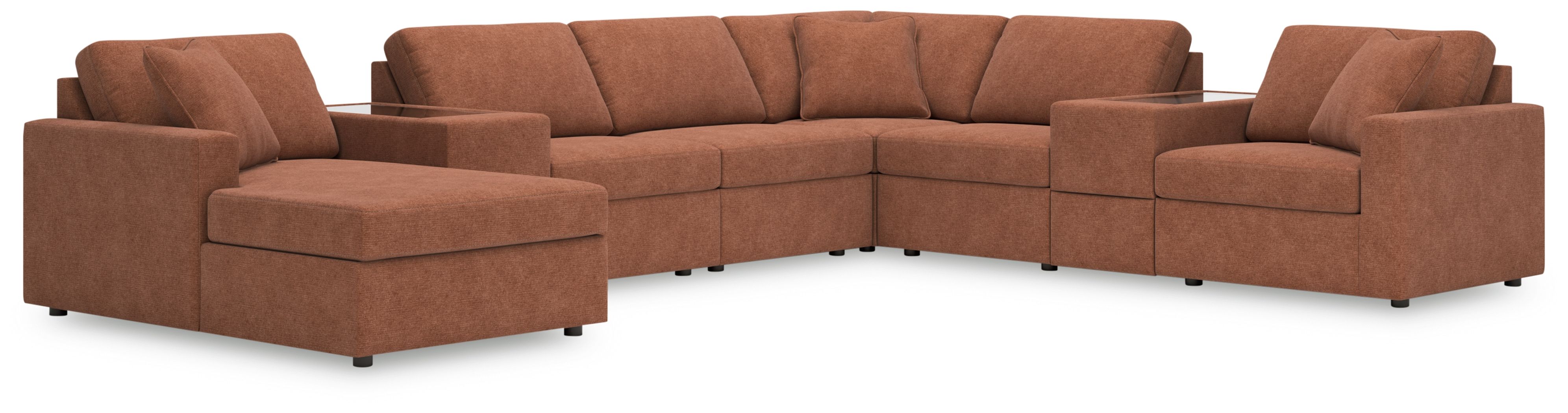 8 Pc · Sectional With Laf Corner Chaise And Storage Consoles
