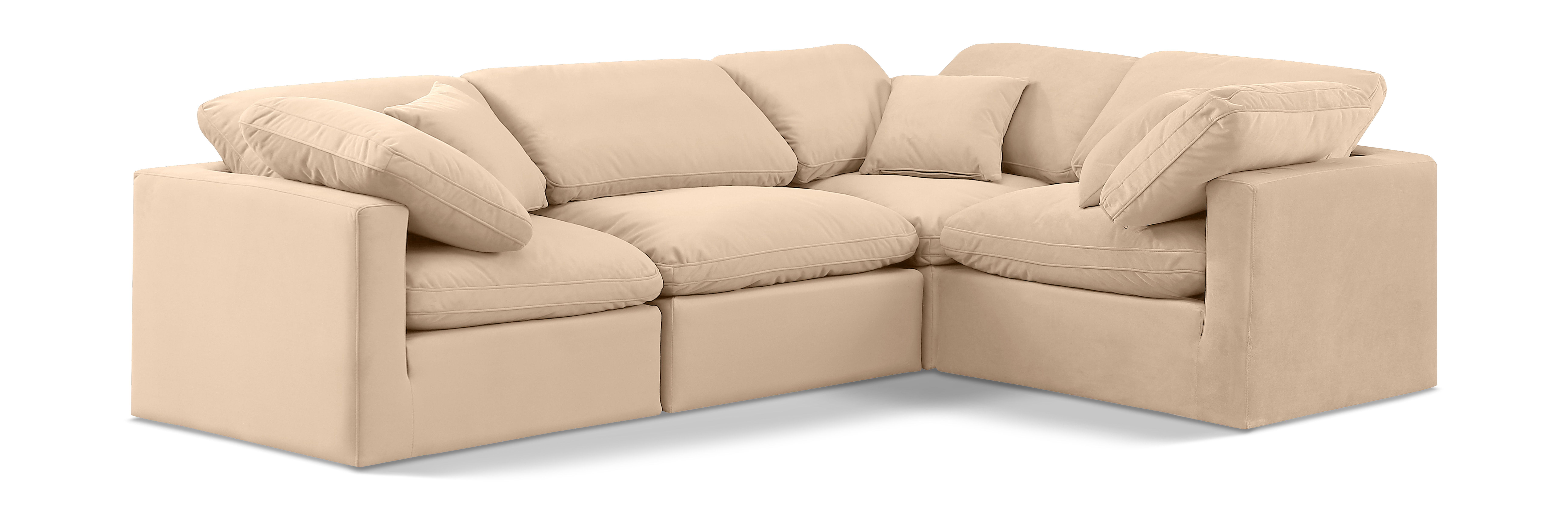 Indulge - Velvet 4 Piece Modular Corner Sectional - Beige