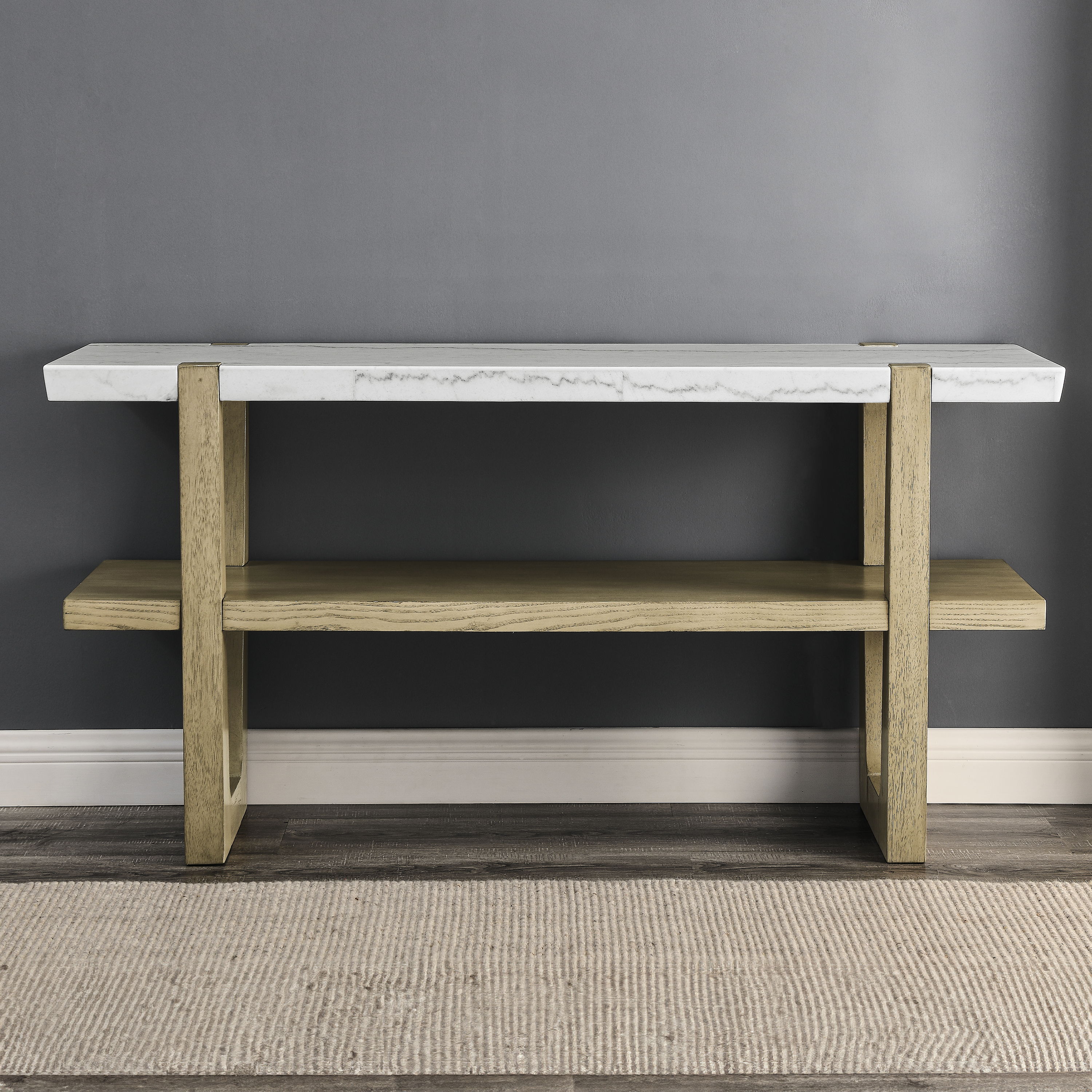 Perth - Marble Top Sofa Table - White