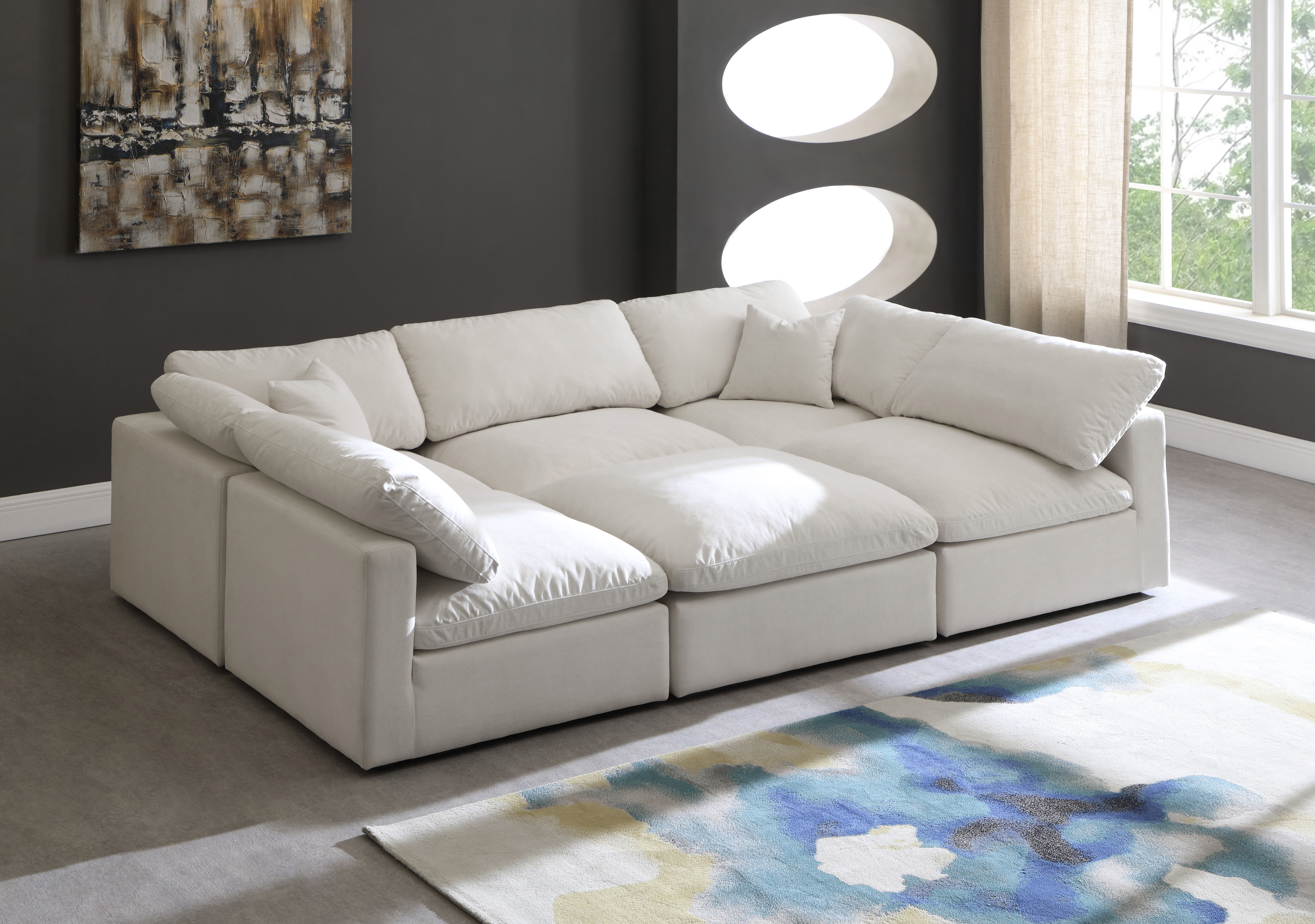 Plush - 6 Piece Modular Sectional - Cream