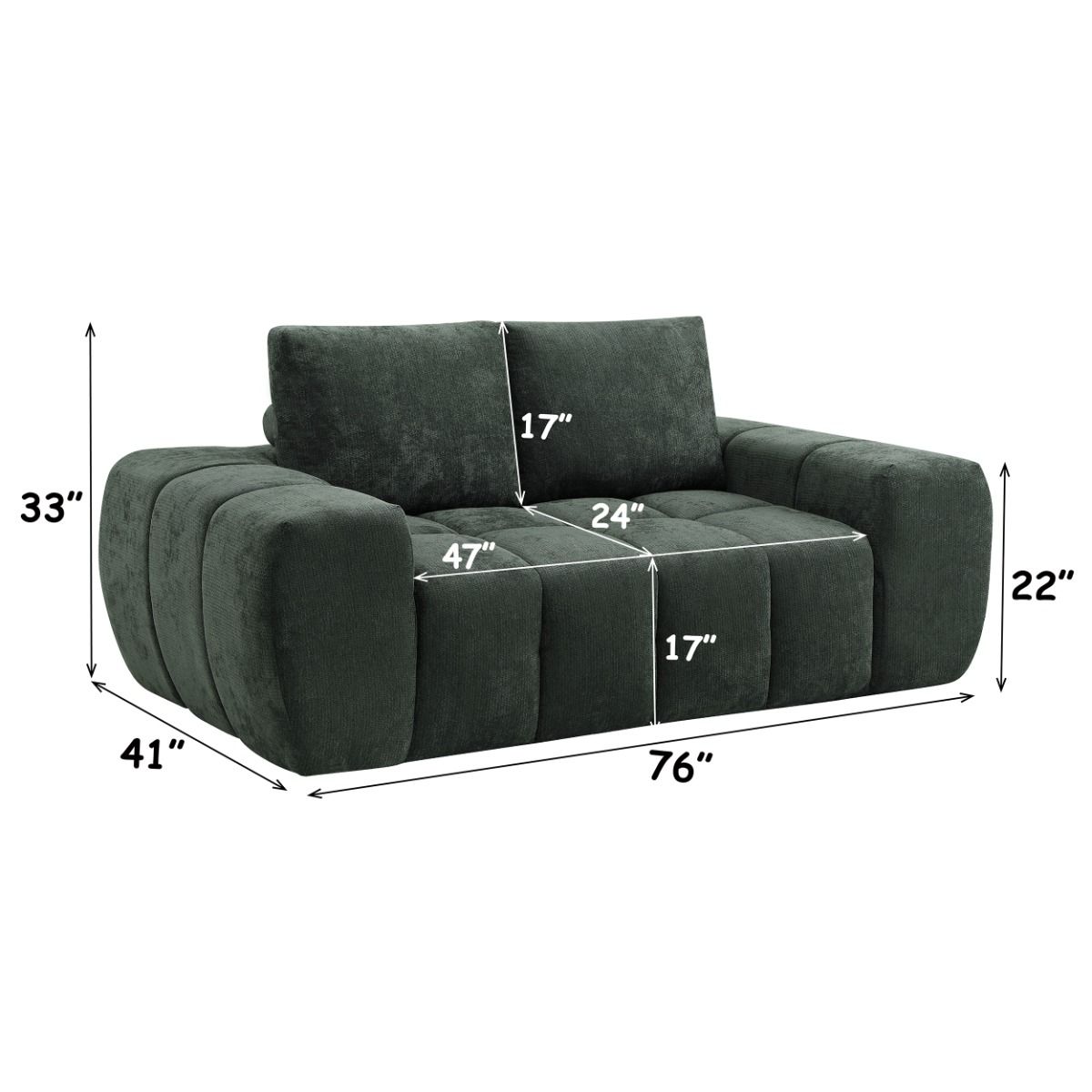Medwin - Loveseat - Green, dark green, view 7