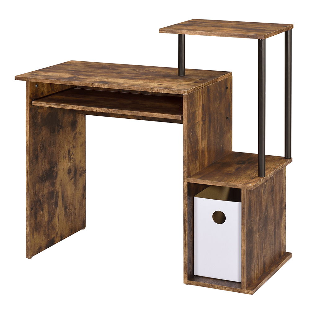 Lyphre - Computer Desk - Weathered Oak & Black, light brown, view 2