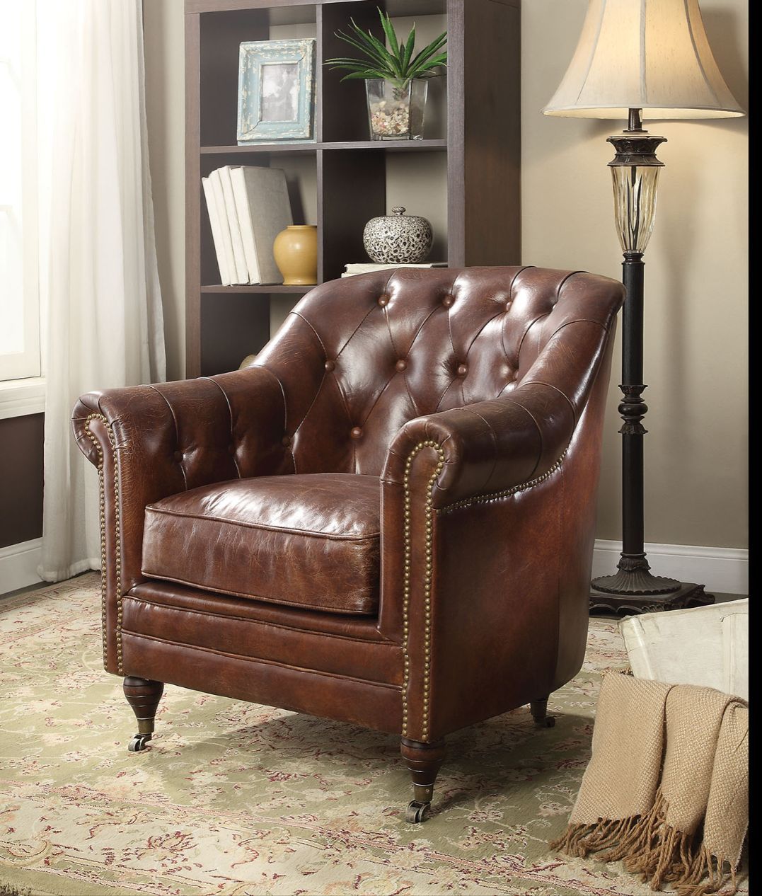 Aberdeen - Accent Chair - Vintage Dark Brown Top Grain Leather Image