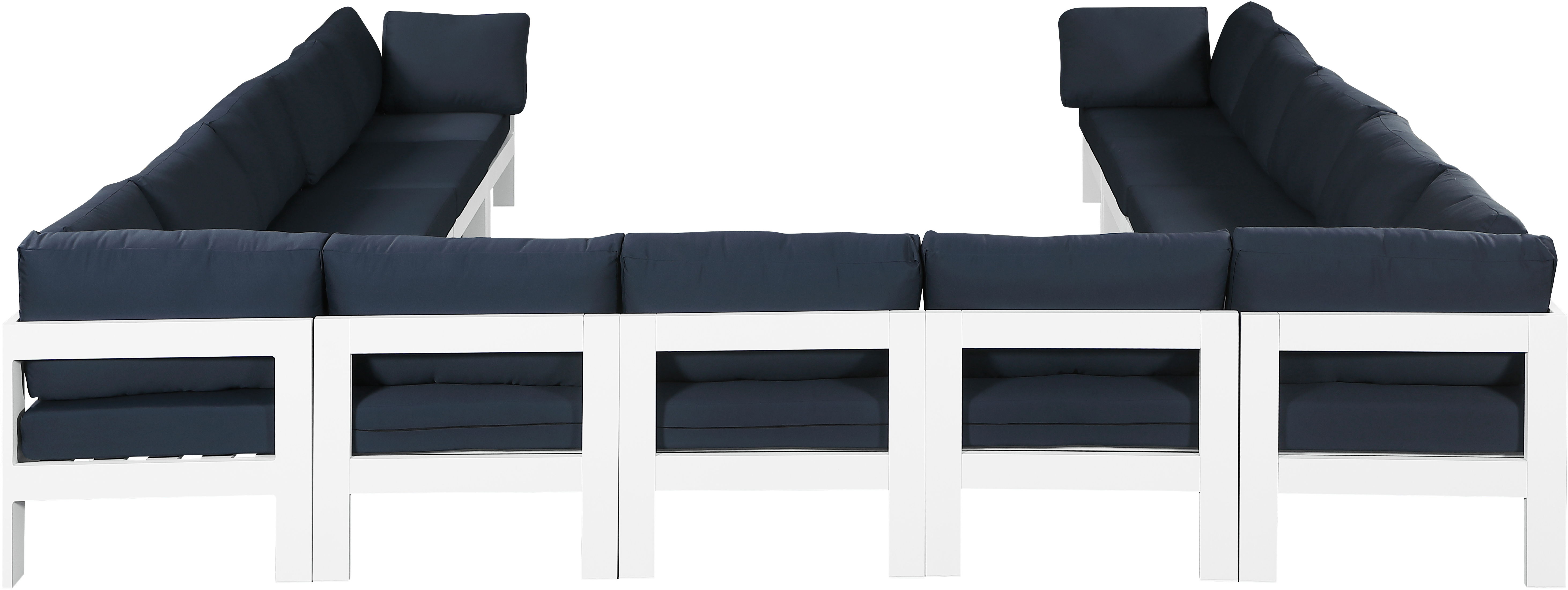 Nizuc - Outdoor Patio 13 Piece Modular Sectional With White Frame - Navy