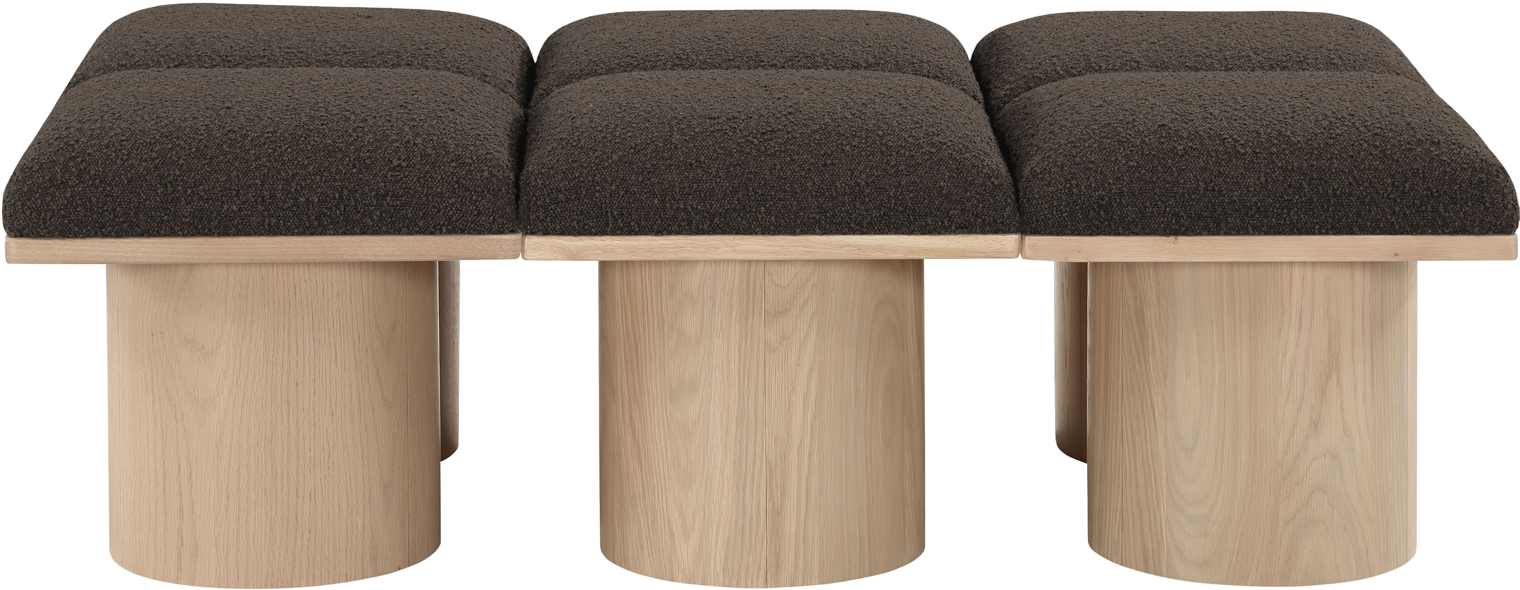 Pavilion - 54" 6 Piece Modular Bench With Natural Base - Brown