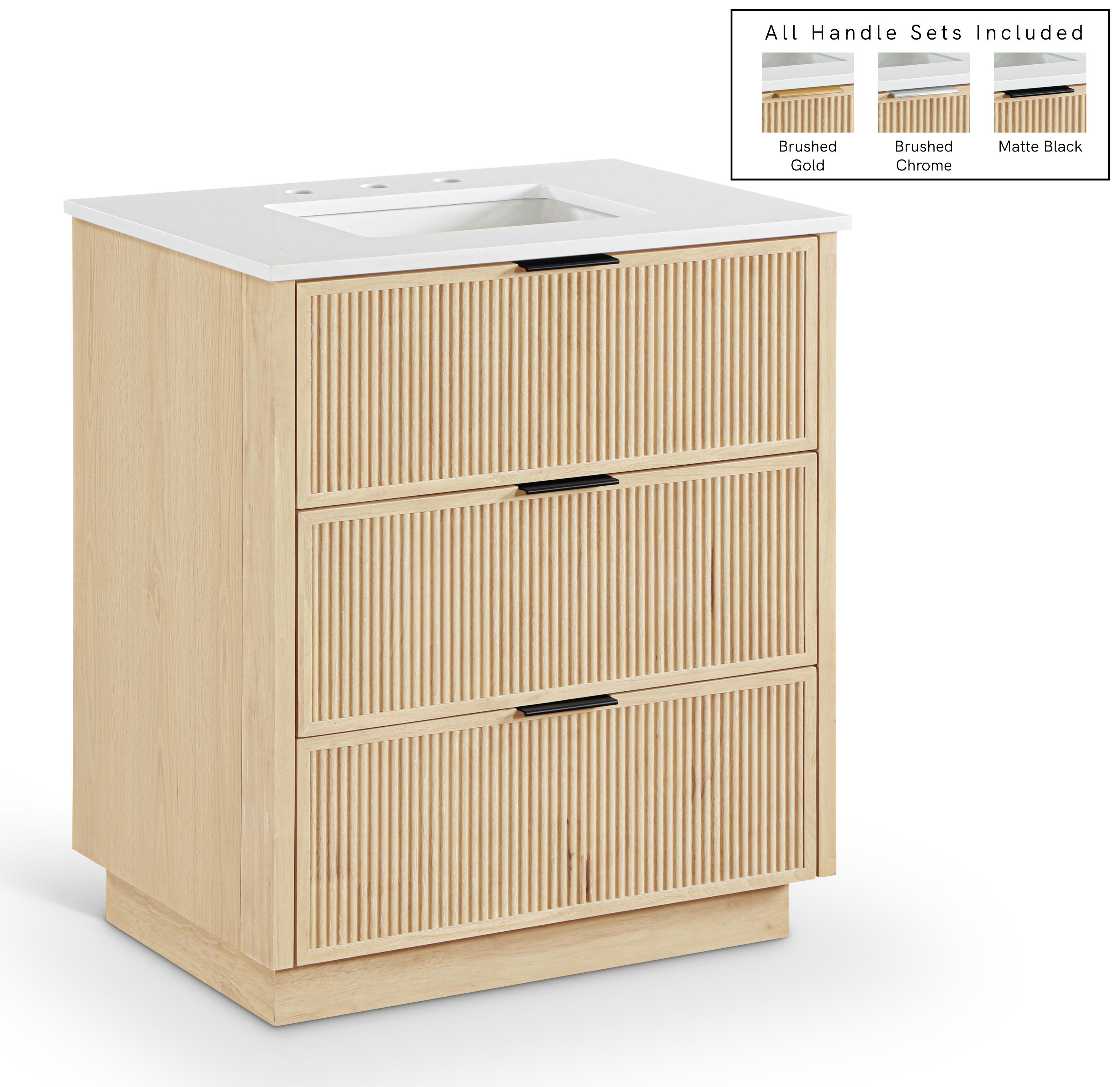 Willard - Engineered Stone And Solid Wood 30" Bathroom Vanity - Natural