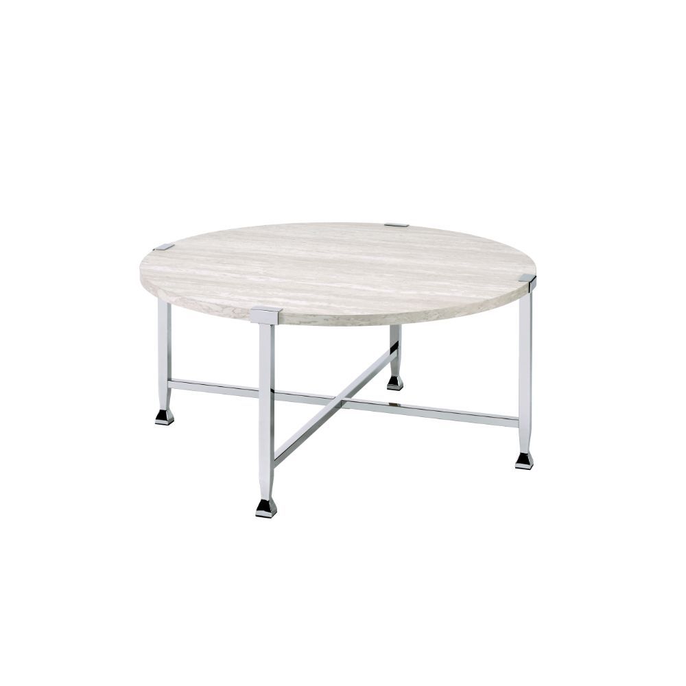Brecon - Coffee Table - White Oak & Chrome, white