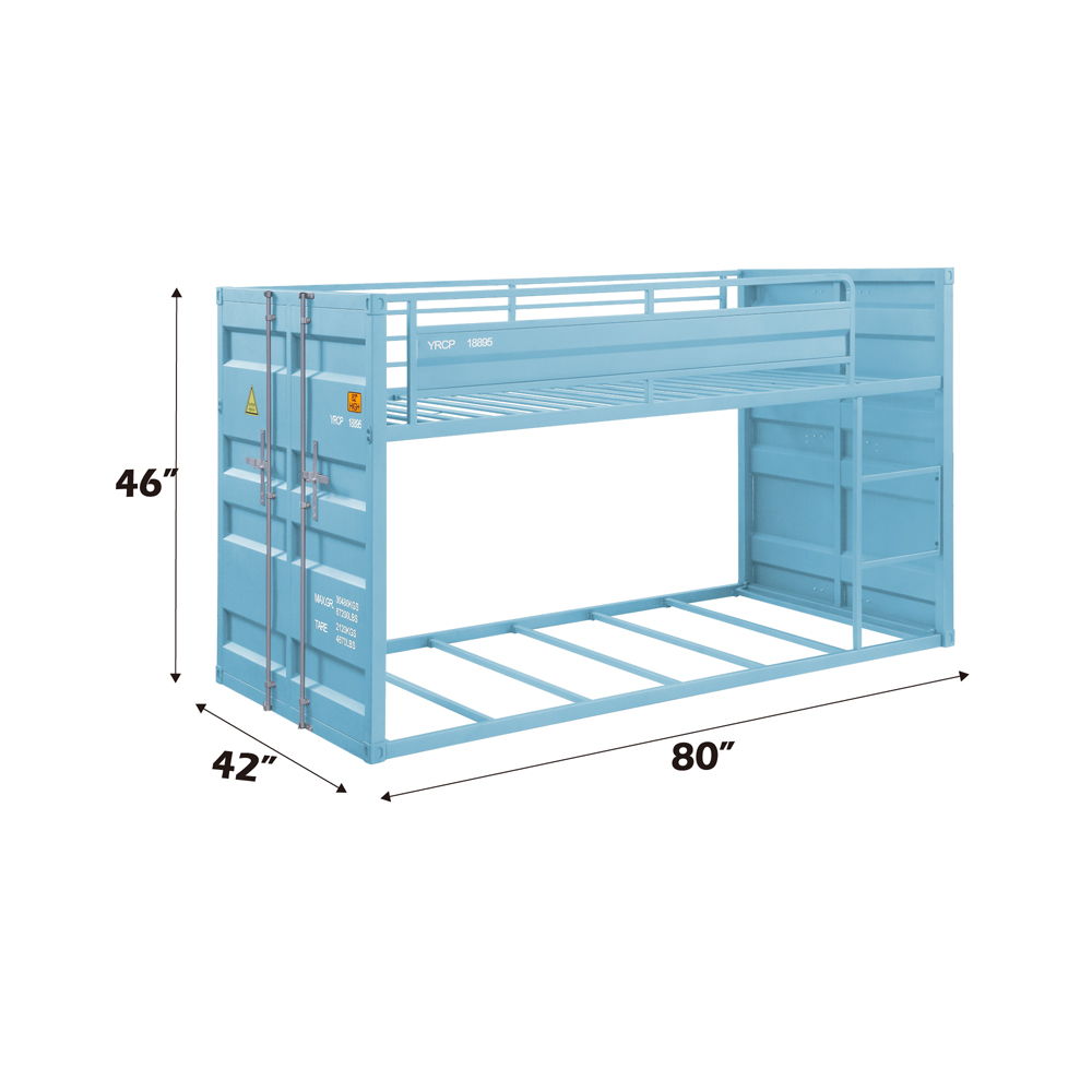 Cargo - Twin Over Twin Bunk Bed - Aqua, light blue, view 3