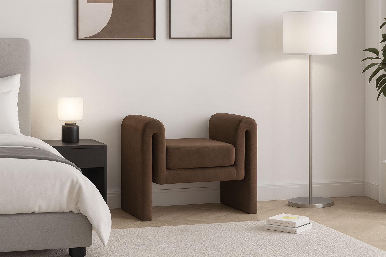 Sloan - Fabric Bench - Brown