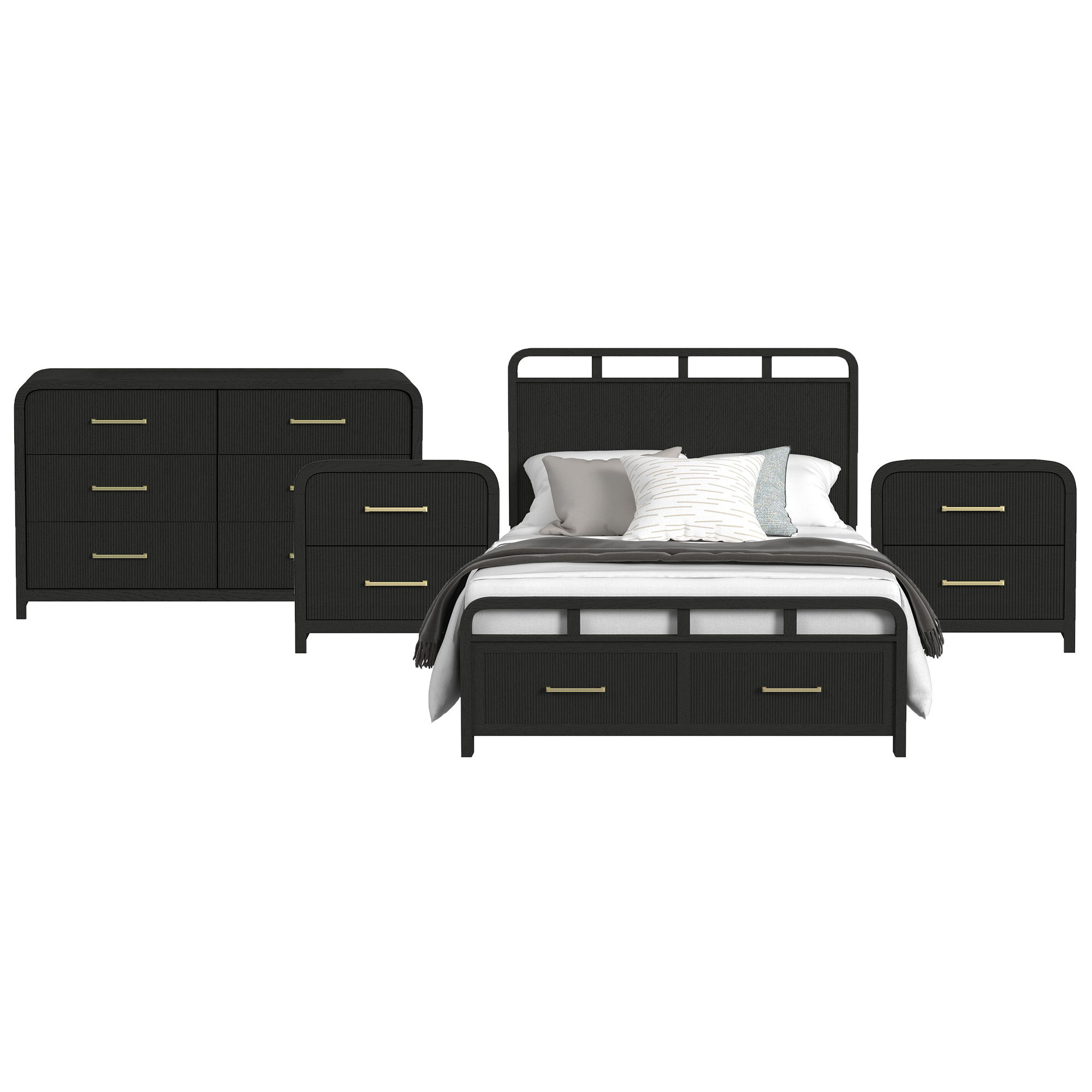 Queen · 4 Pc · Bedroom Set With 2 Nightstands & Dresser