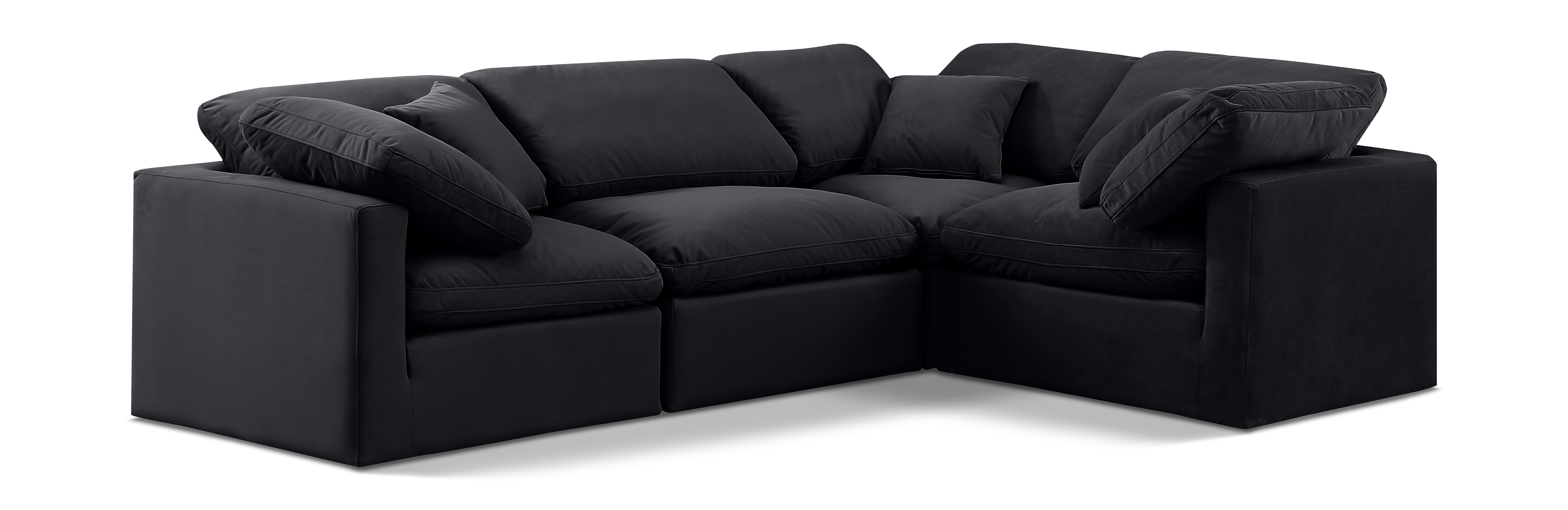 Indulge - Velvet 4 Piece Modular Corner Sectional - Charcoal
